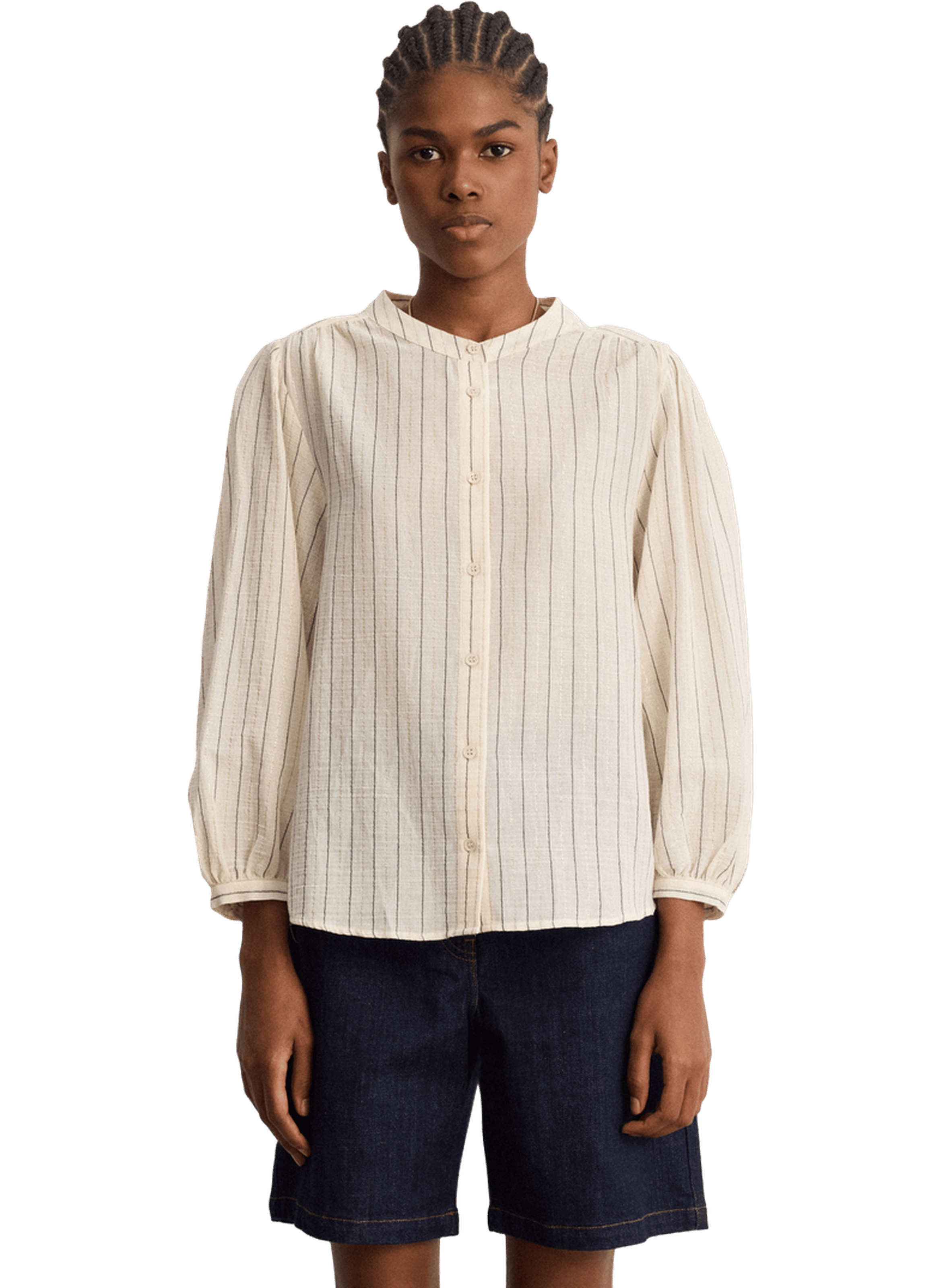 Chemise en coton fin à rayures et lurex - charis PABLO Beige