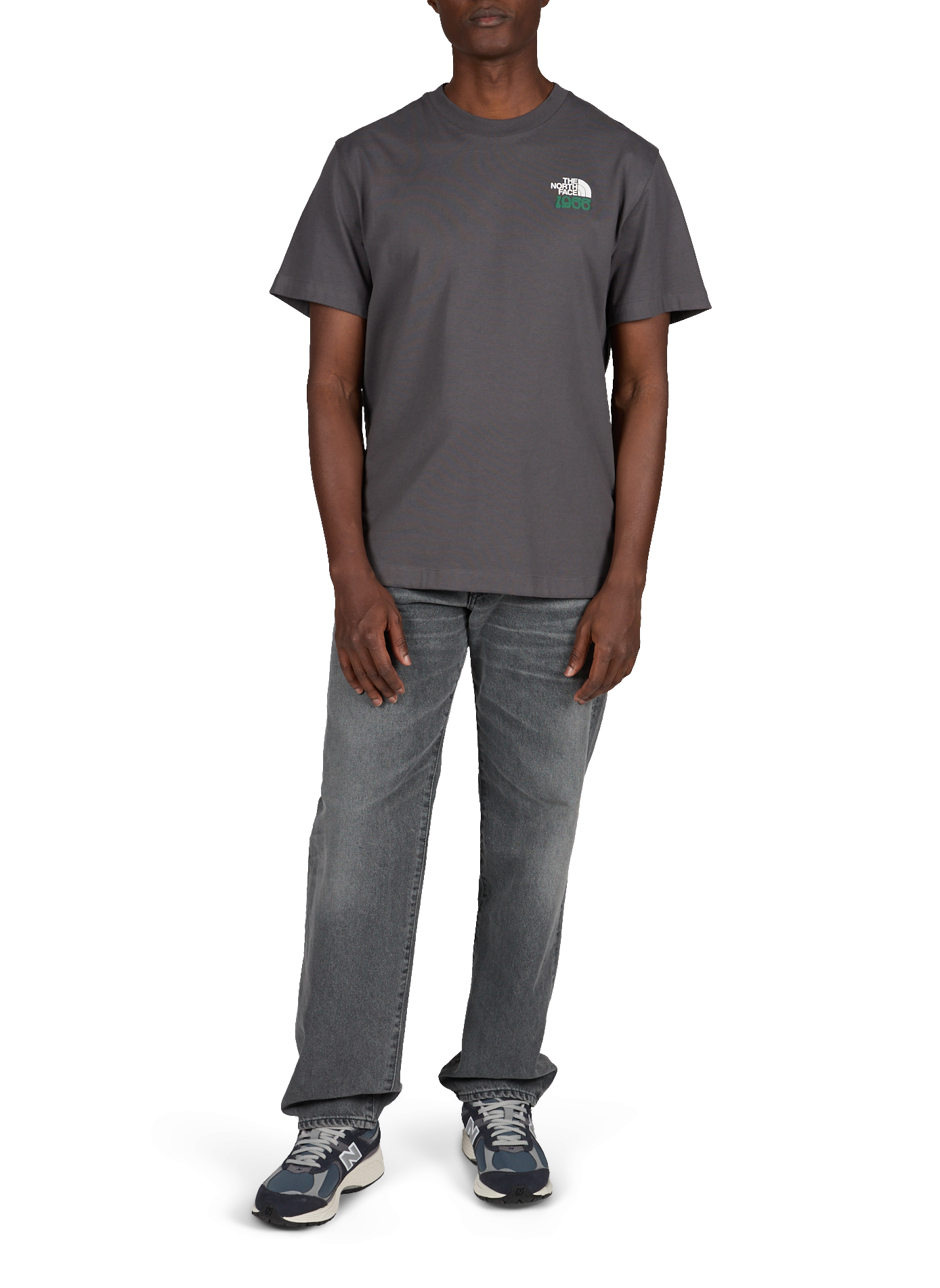 Round neck straight fit cotton T-shirt with screen printing THE NORTH FACE Grey