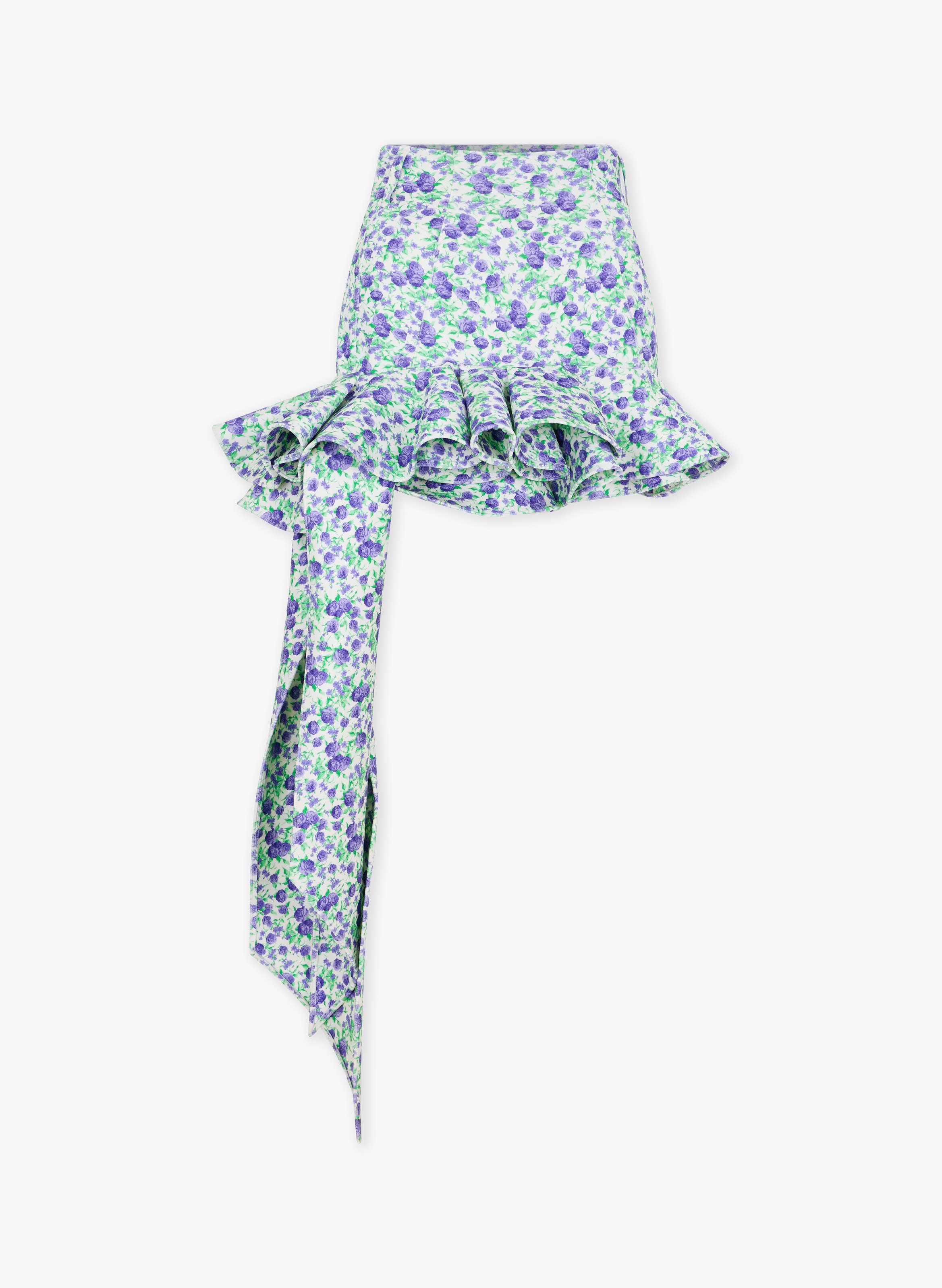 Mini-jupe en imprimé liberty avec détails de volants RABANNE Bleu