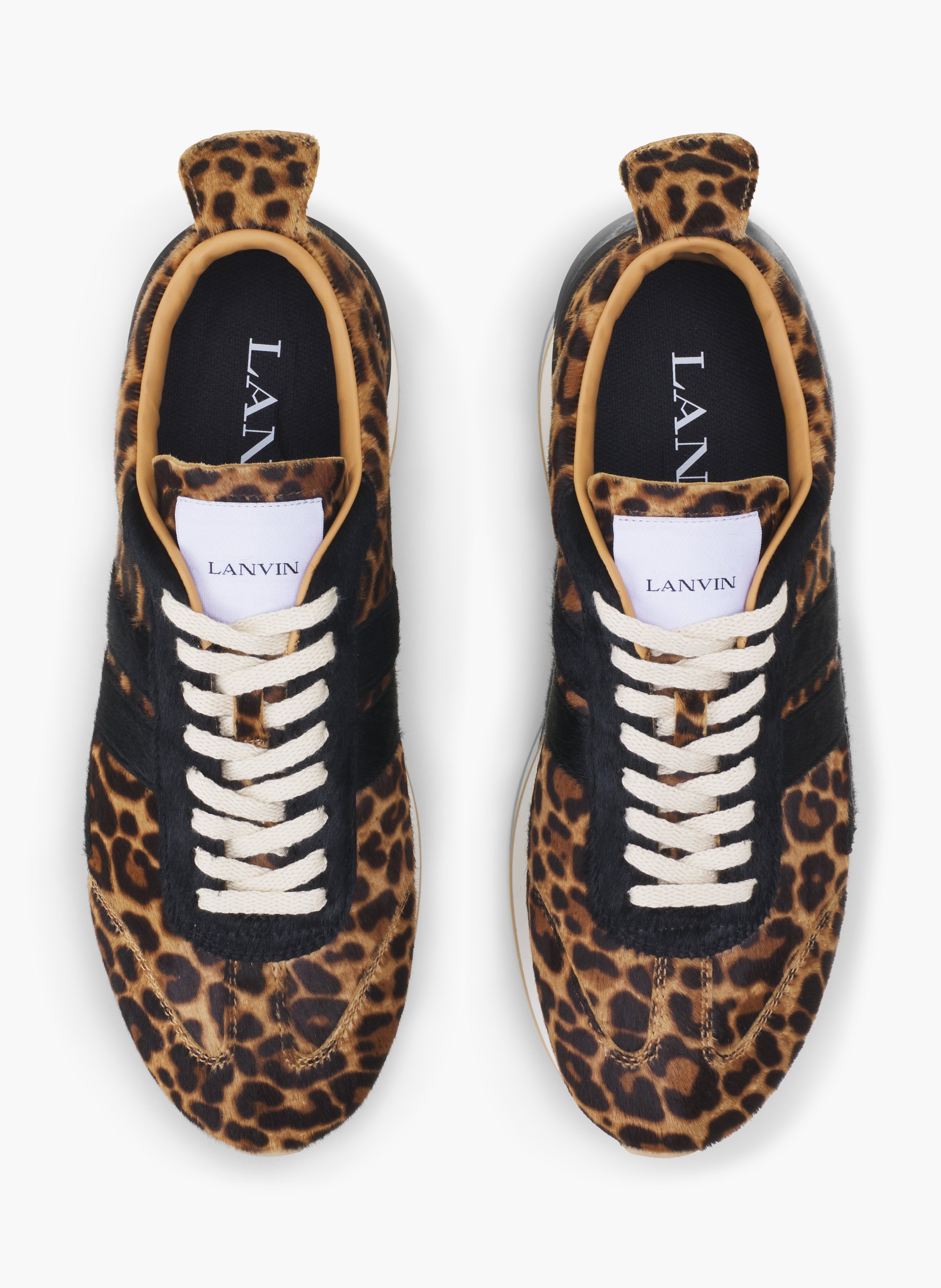 Sneakers bumpr imprimée leopard en pony LANVIN Beige