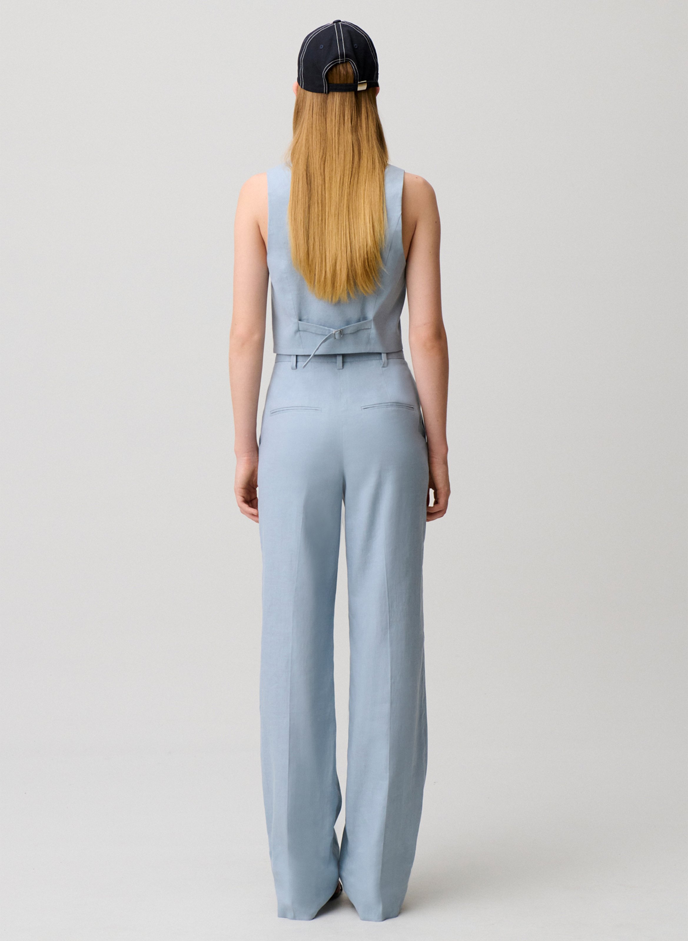 Pantalon droit taille haute uni CLAUDIE PIERLOT Bleu