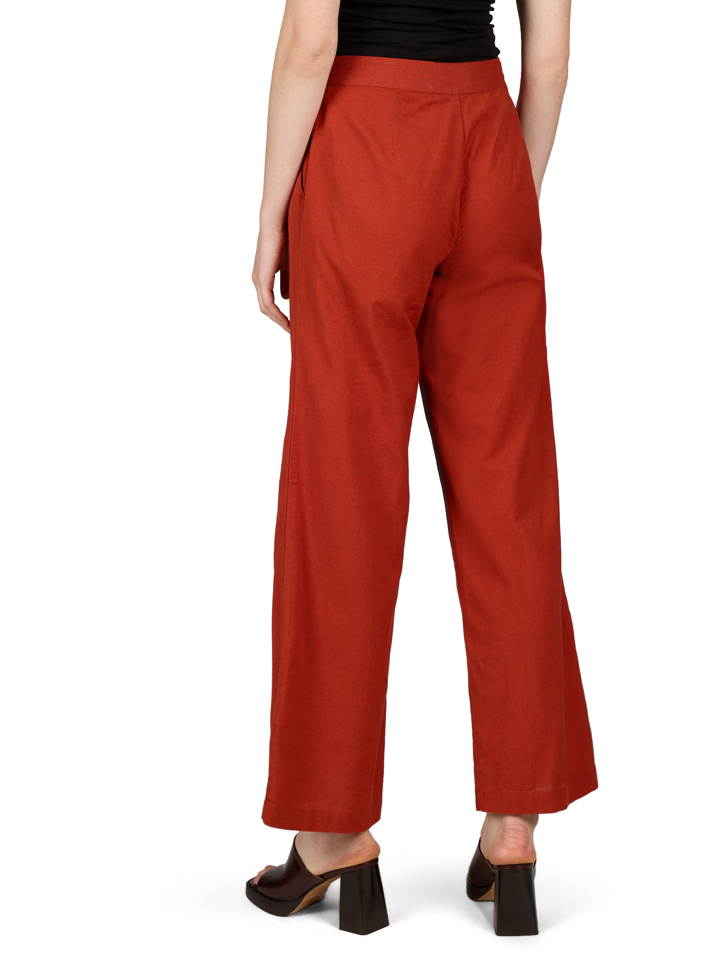 Straight Vilinnen pants in cotton and linen VILA Red
