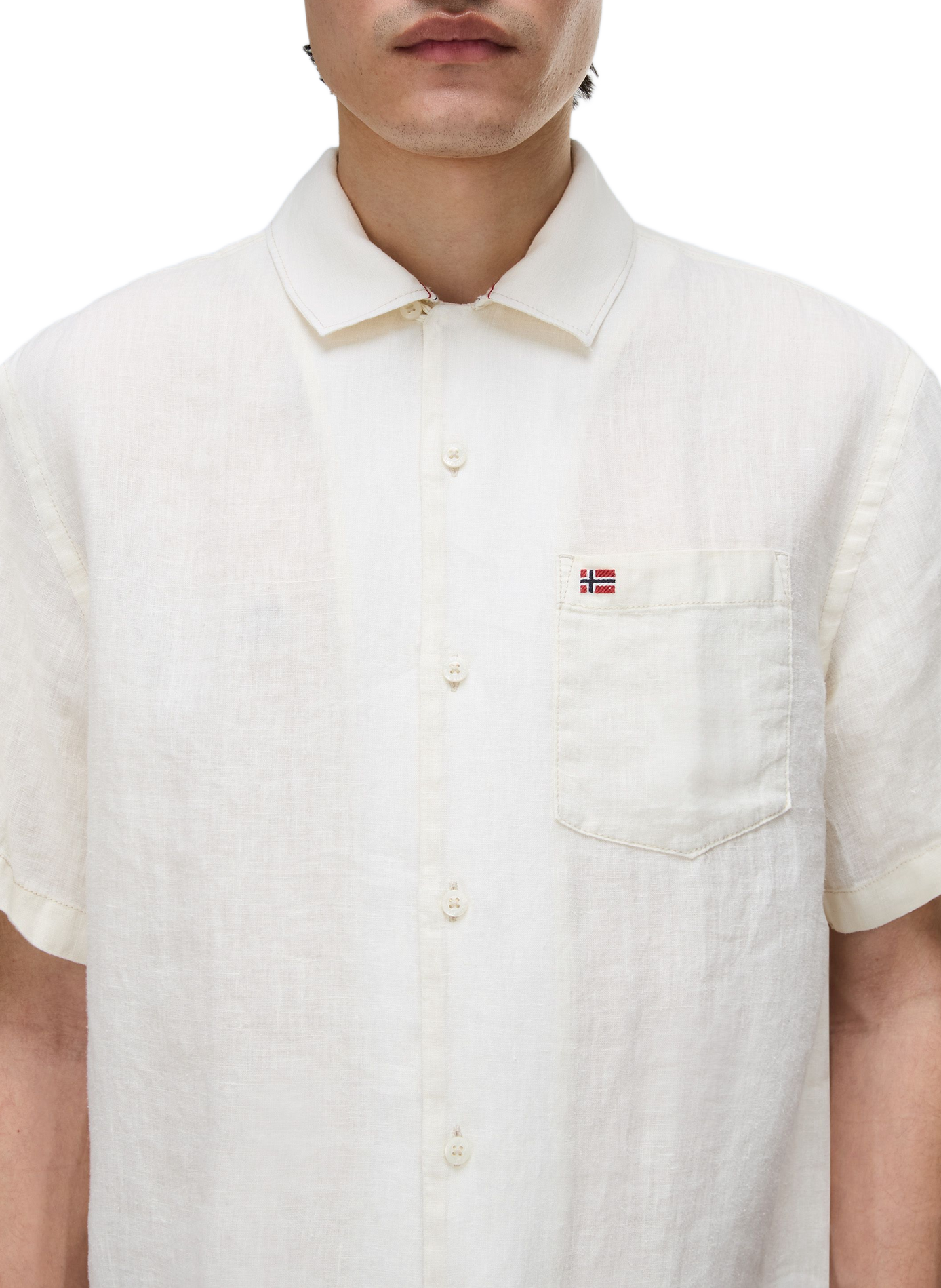 Chemise droite G-Linen en lin NAPAPIJRI Blanc