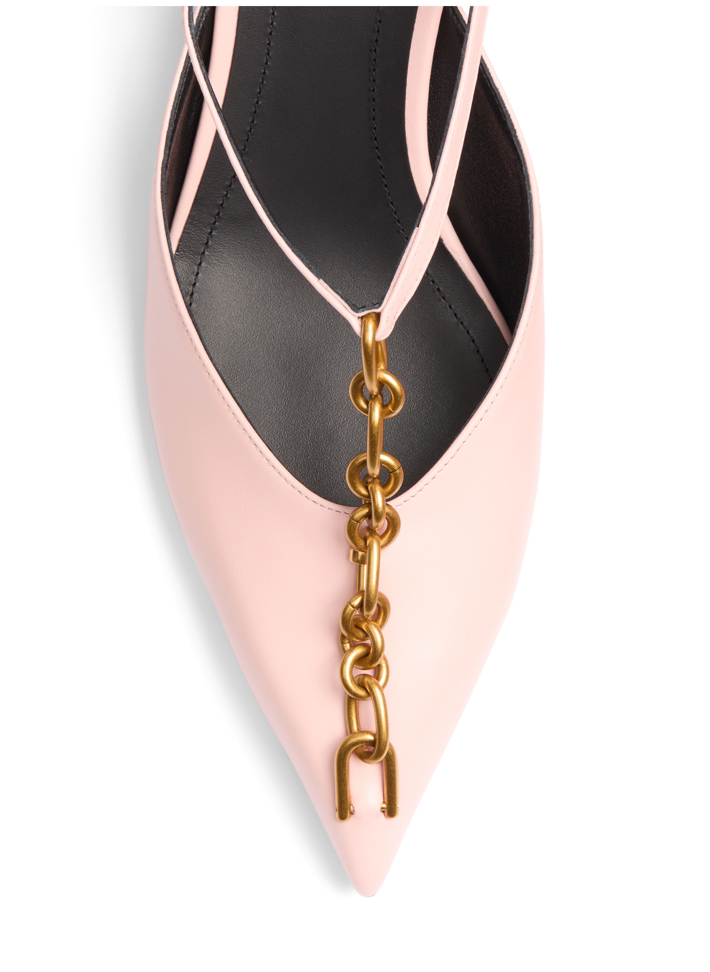 Slingbacks sync à talons en cuir avec chaîne BALMAIN Rose