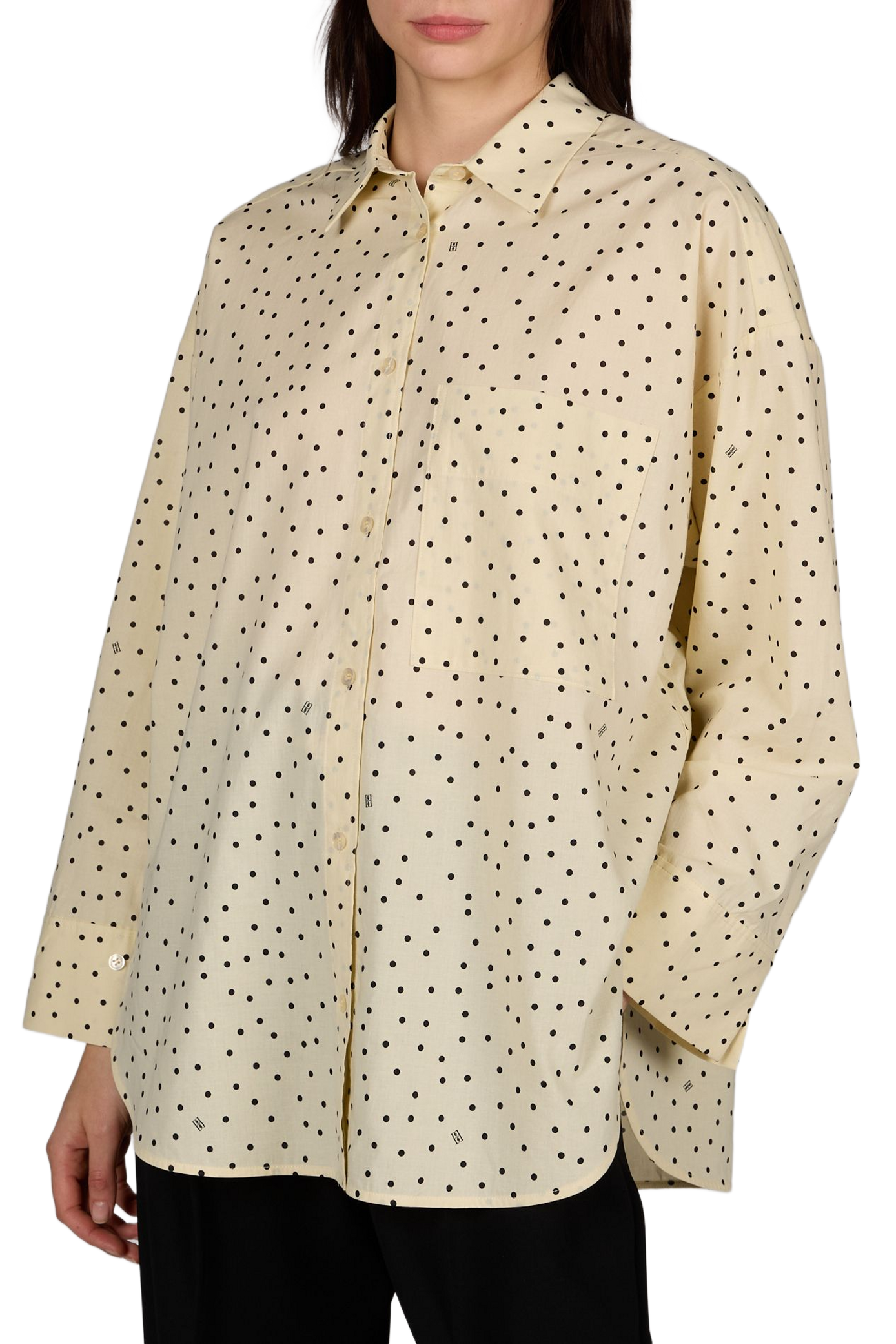 Derris shirt with polka dot print in cotton BY MALENE BIRGER Beige