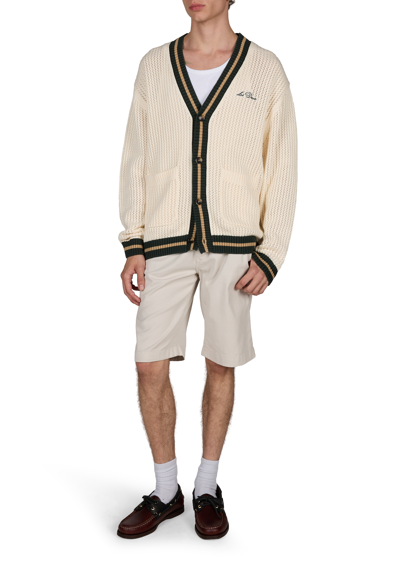 Cardigan en maille tricot de coton LES DEUX Blanc