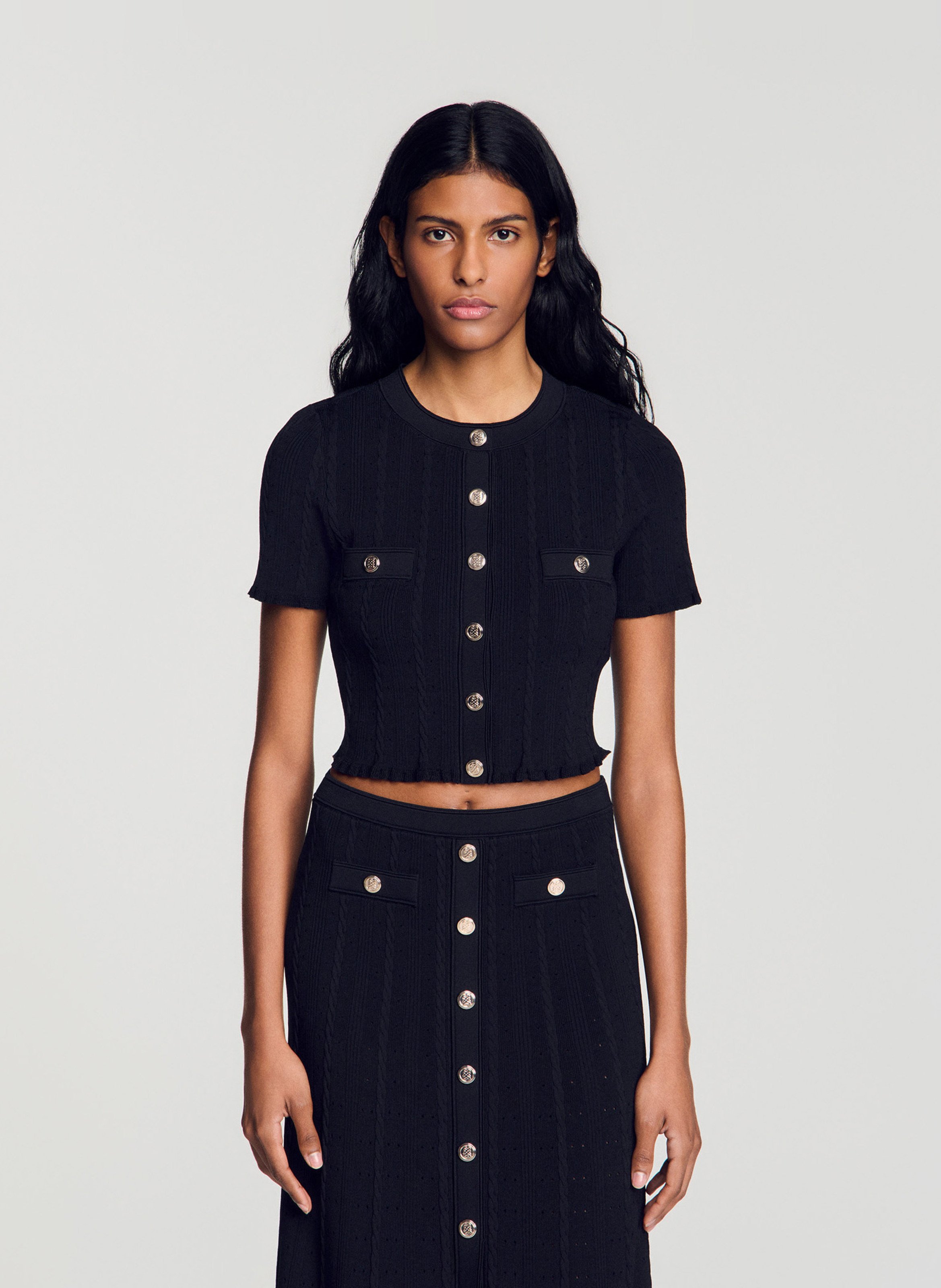 Gilet col rond SANDRO Noir
