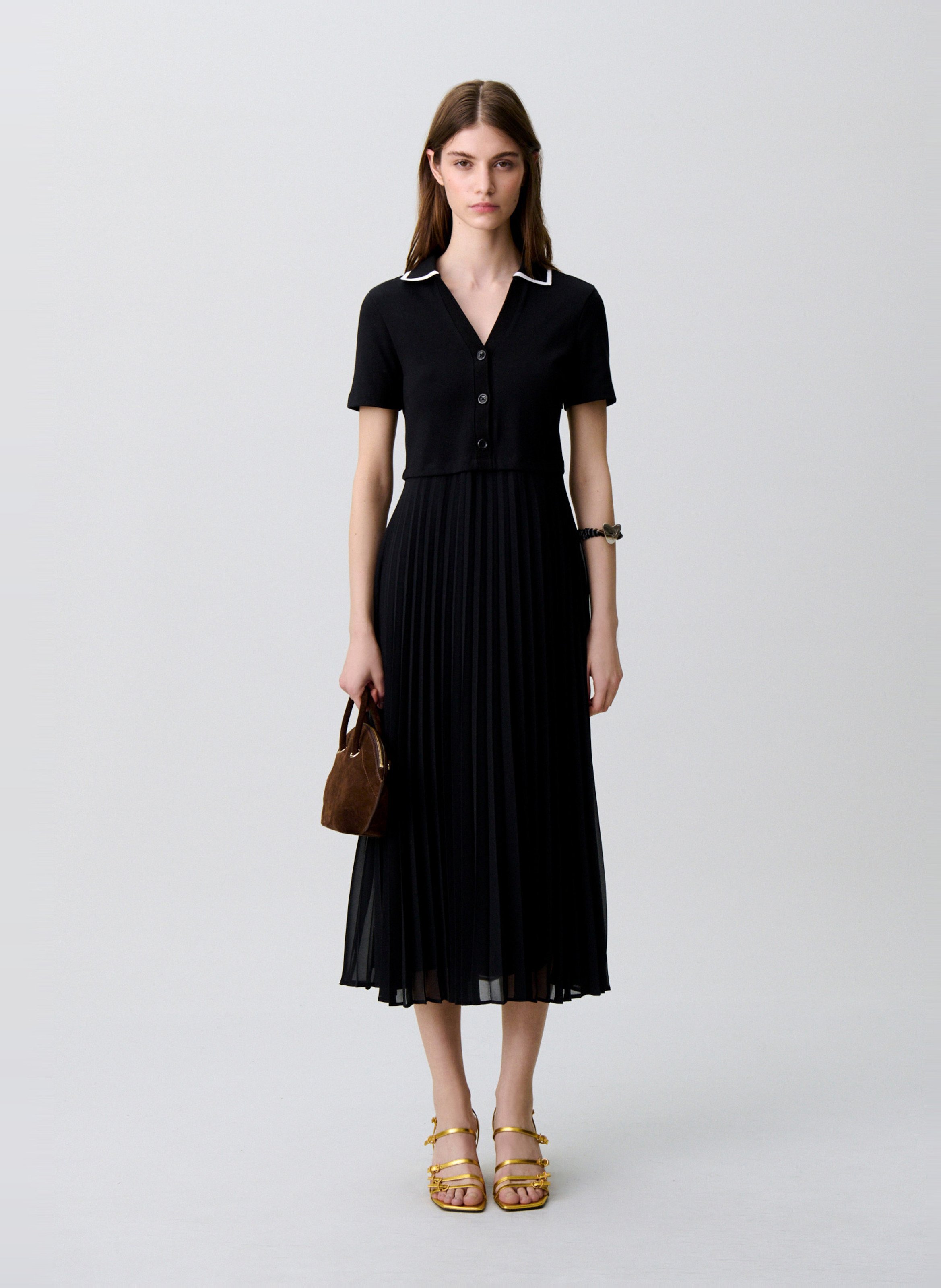 Robe longue col classique en maille CLAUDIE PIERLOT Noir