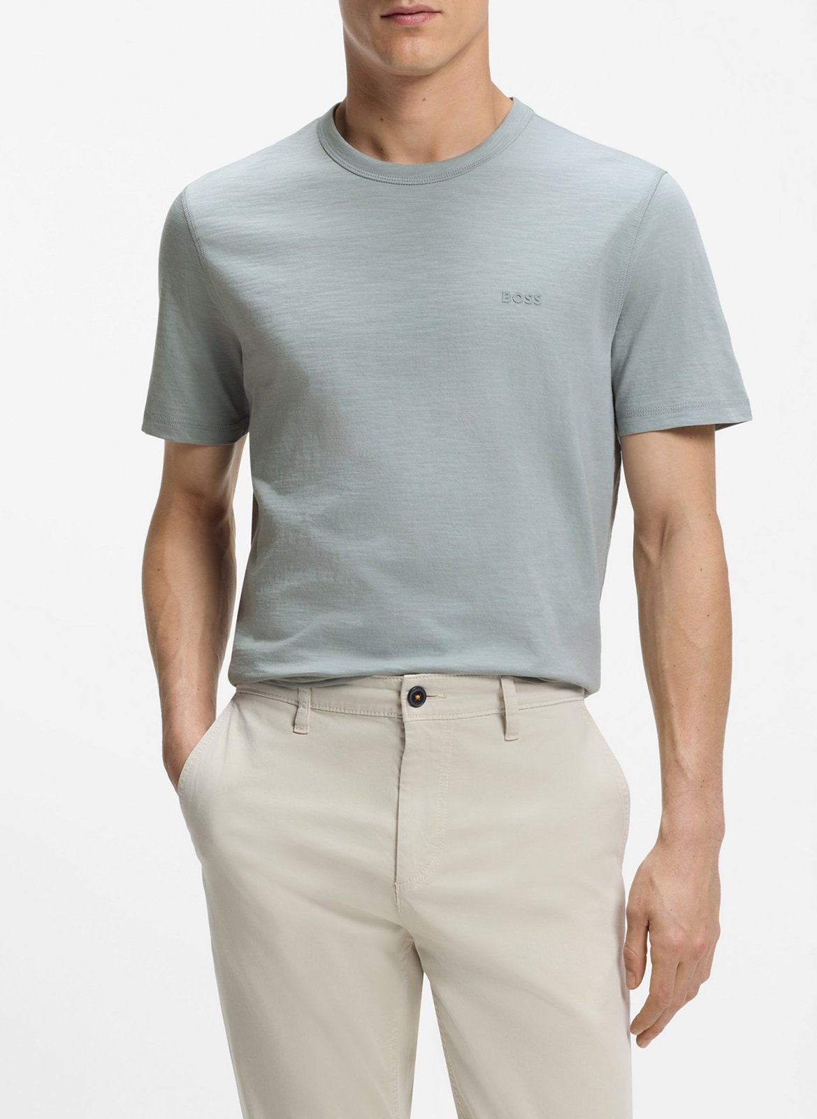 Tee-shirt col rond en coton BOSS Argent