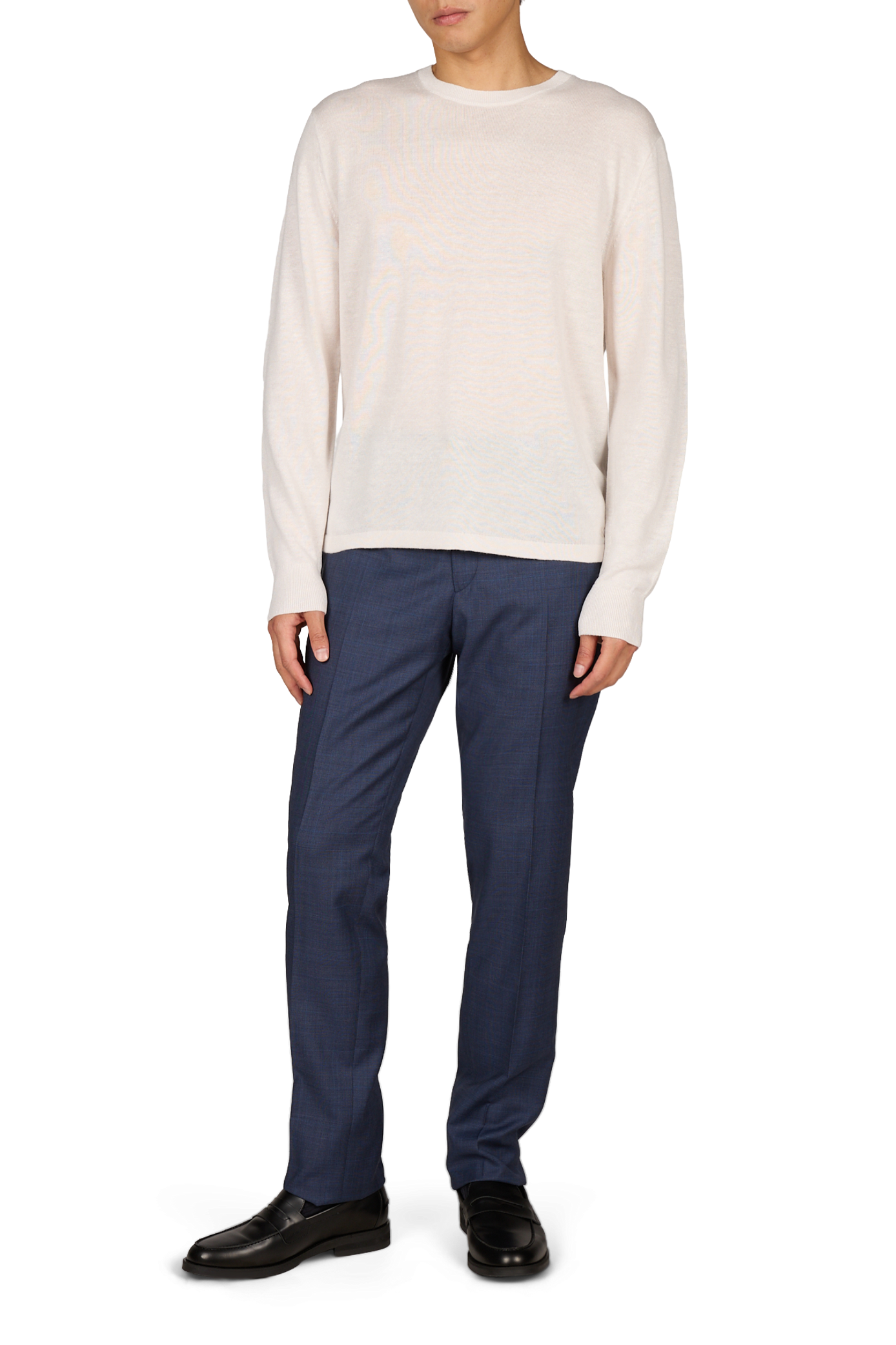 Straight fit round neck linen blend sweater CALVIN KLEIN Beige