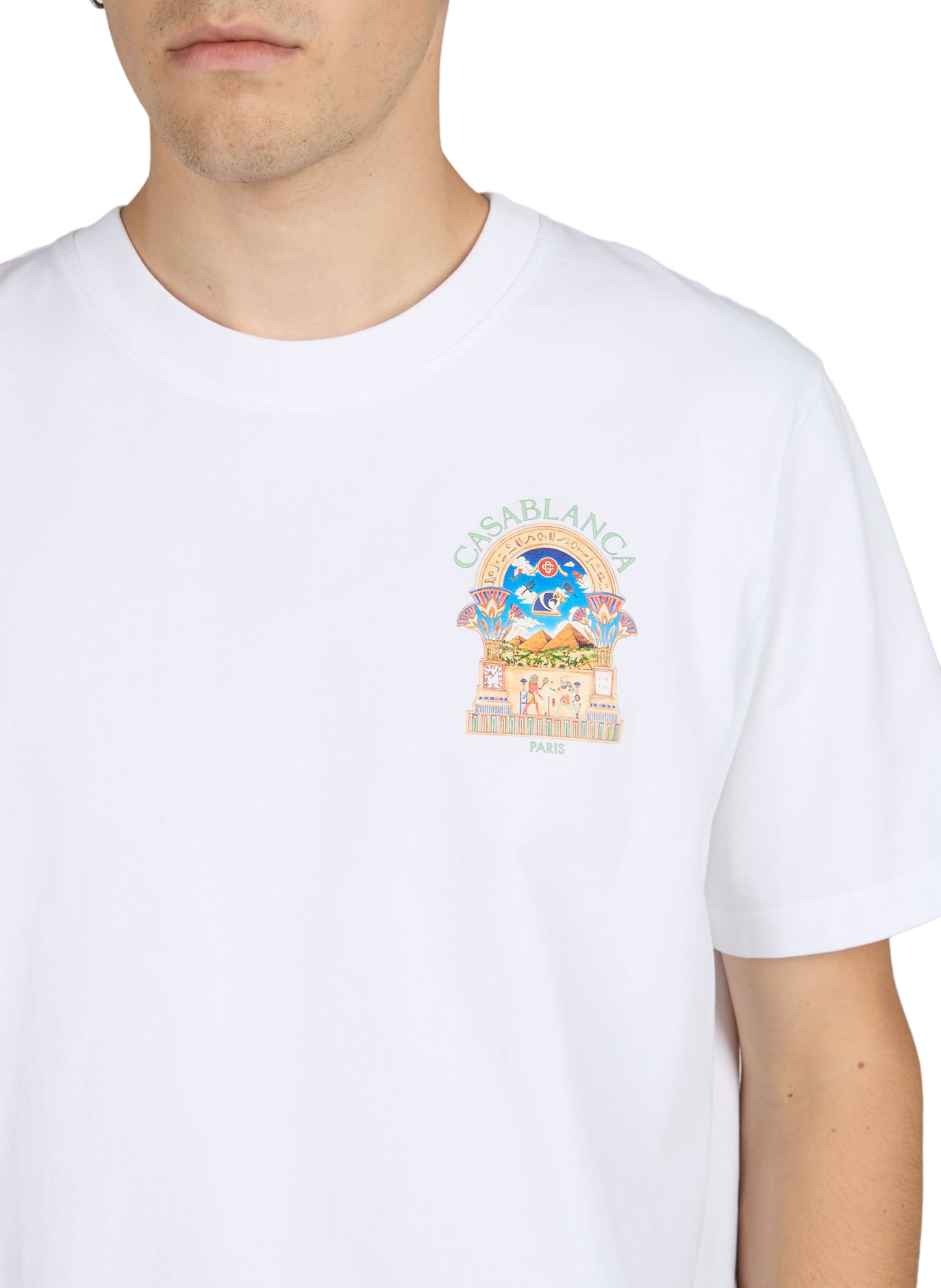 Tee-shirt droit col rond sérigraphié en coton CASABLANCA PARIS Blanc