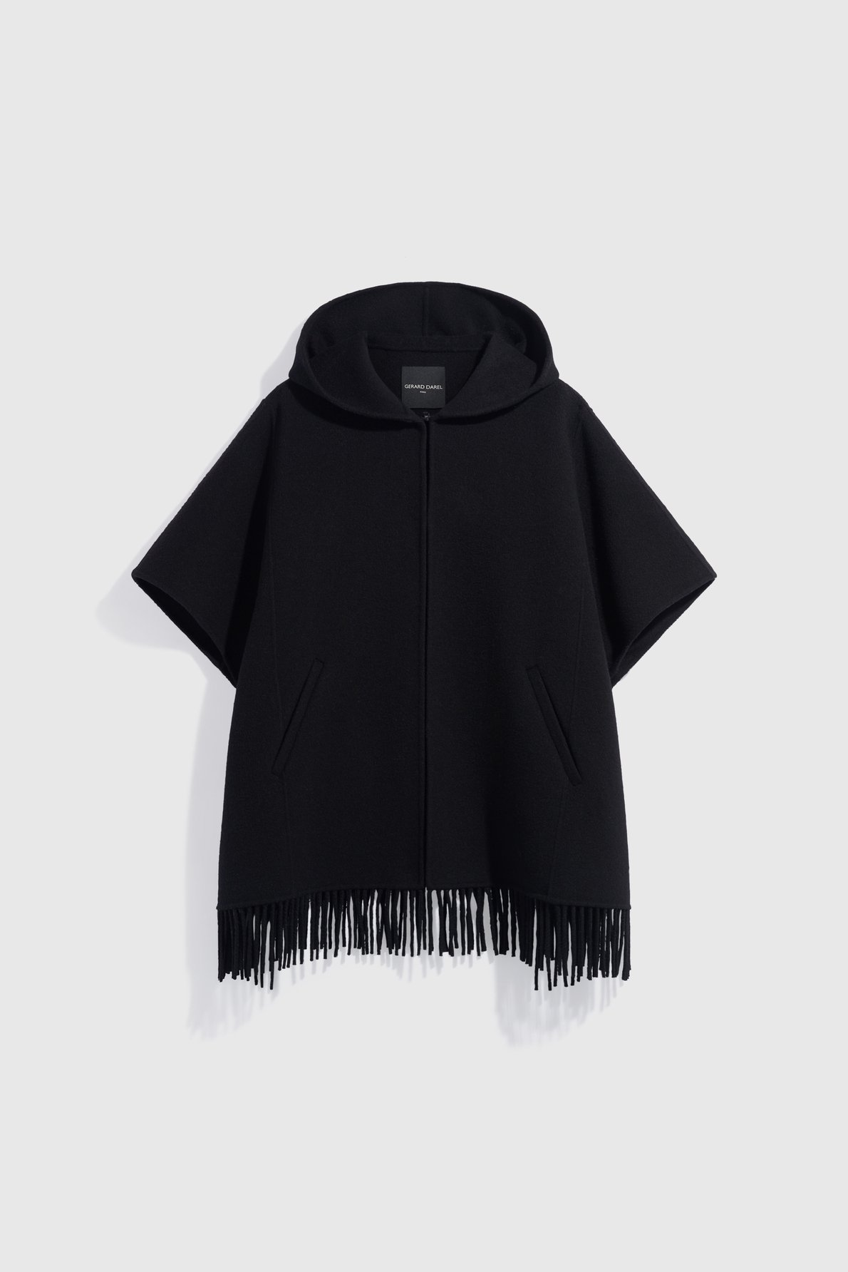 Cape à franges et capuche - ady GERARD DAREL Noir