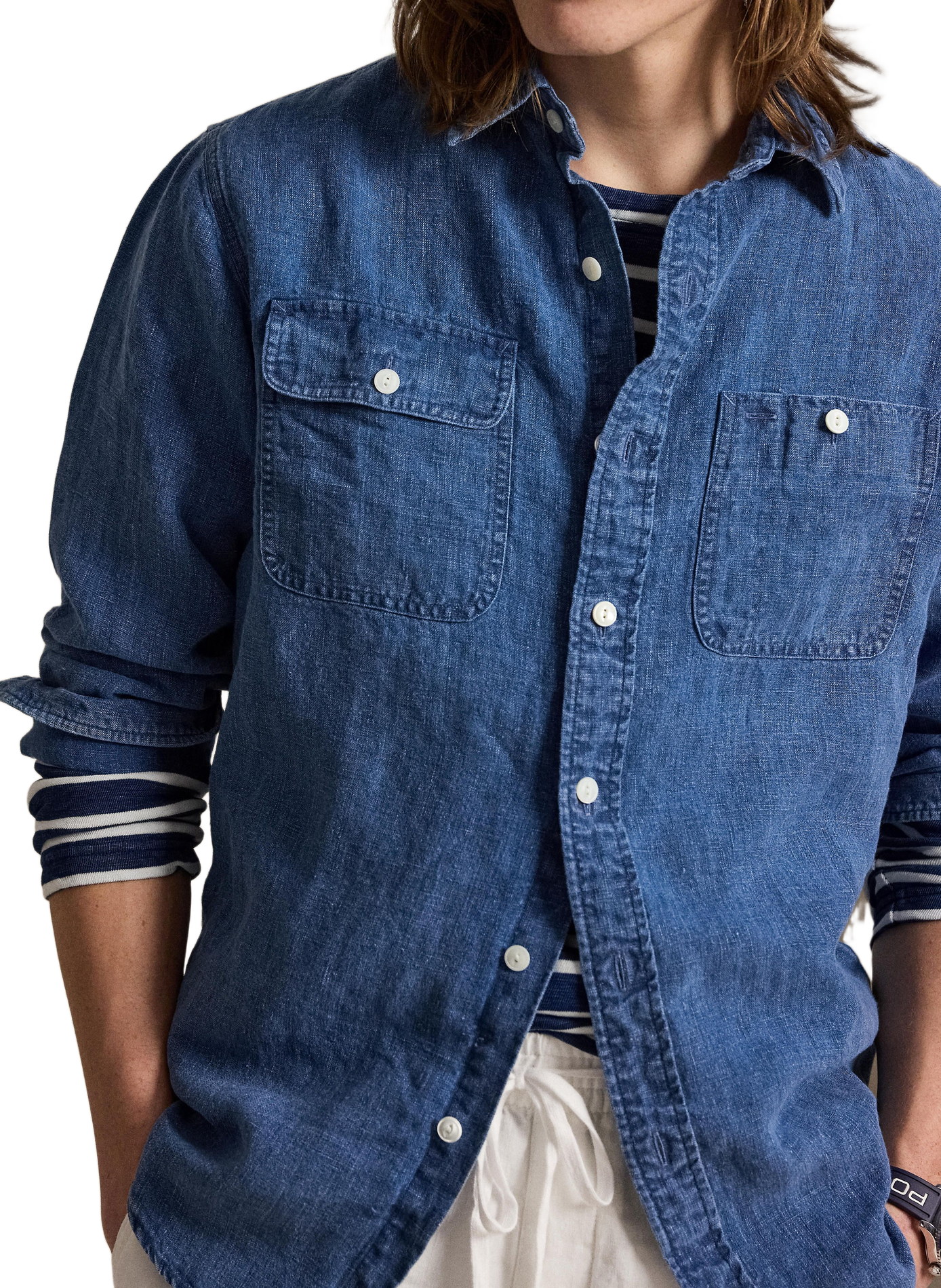 Straight linen shirt POLO RALPH LAUREN Blue