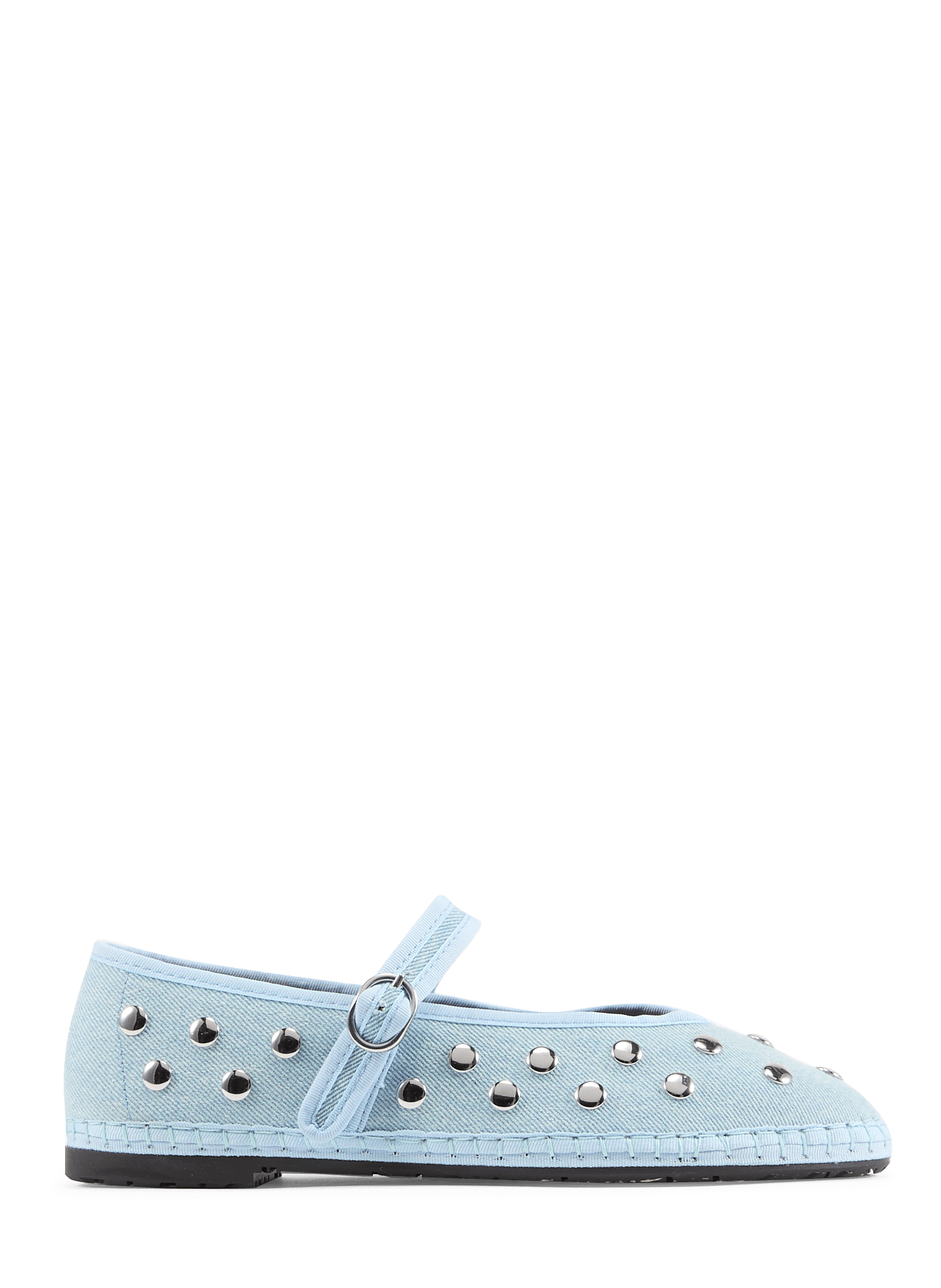 Ballet flats with rhinestones in blended cotton FLABELUS Blue