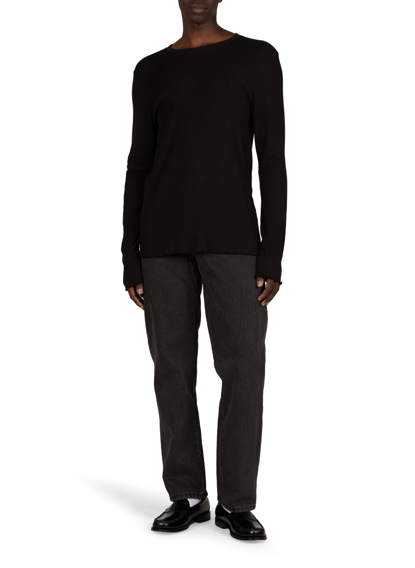 Straight fit round neck solid t-shirt OUR LEGACY Black