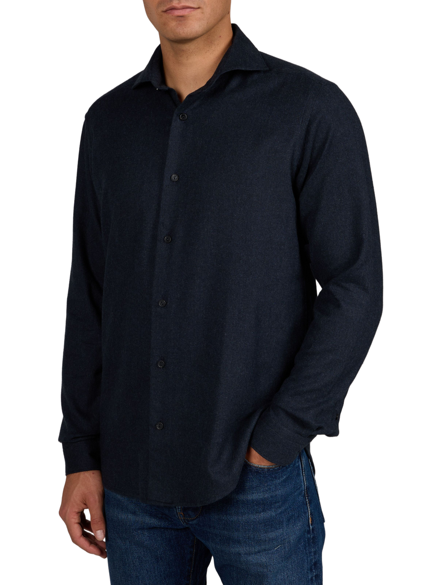 Chemise droite en coton ETON Bleu