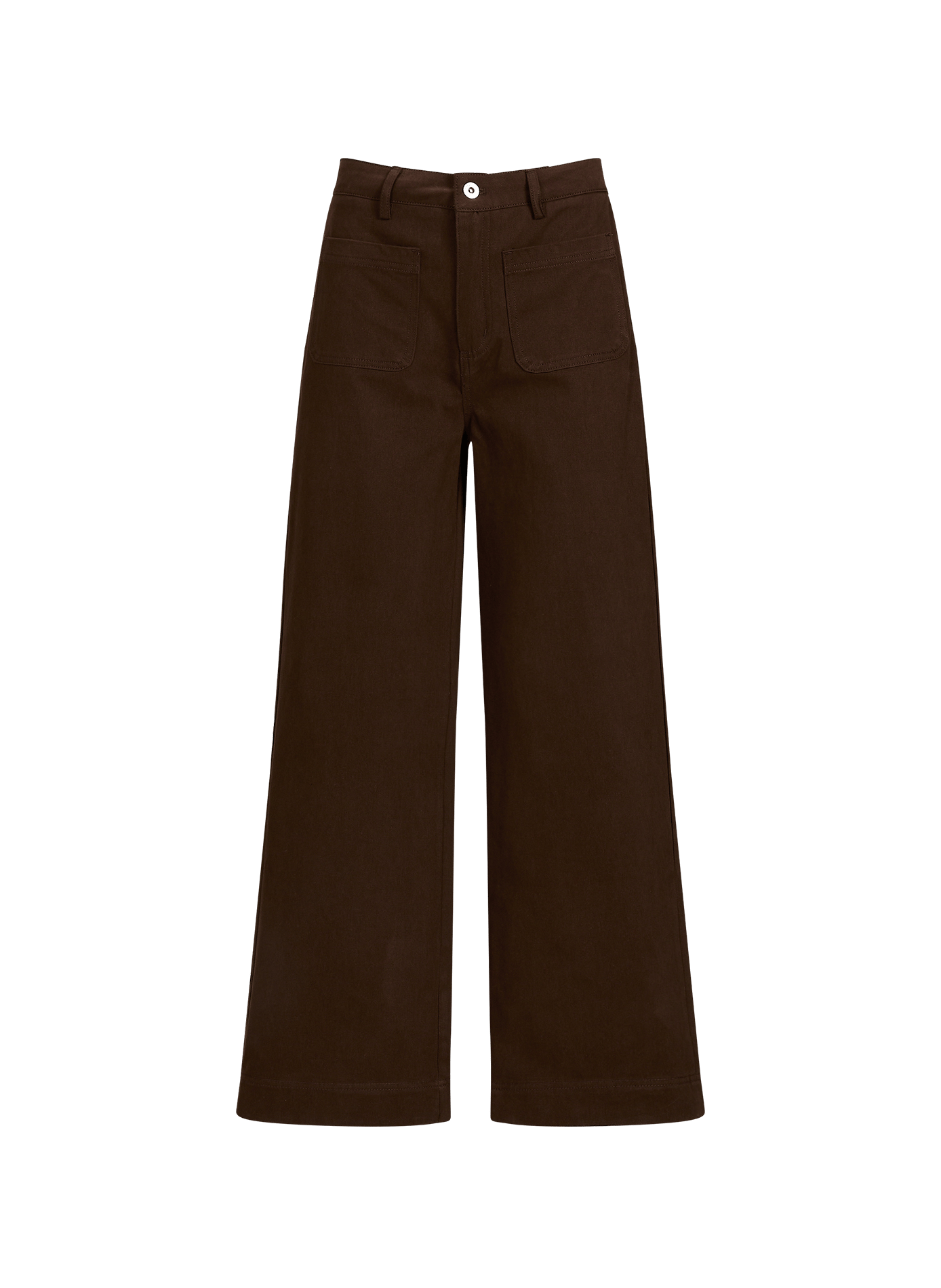 Weite High-Waist Hose in Uni GARANCE Braun