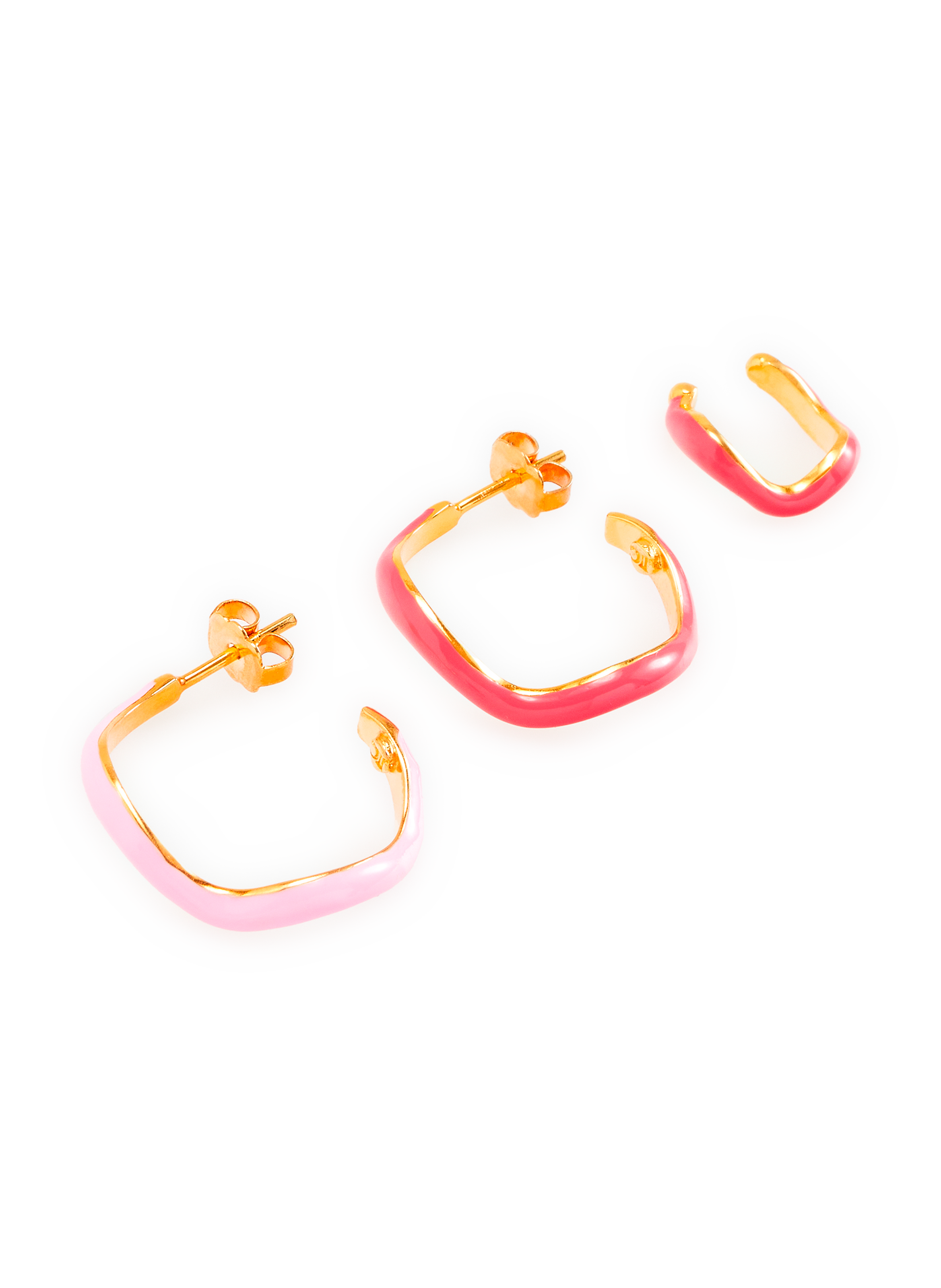 Lot de boucles d'oreille et ear cuff en laiton plaqué or