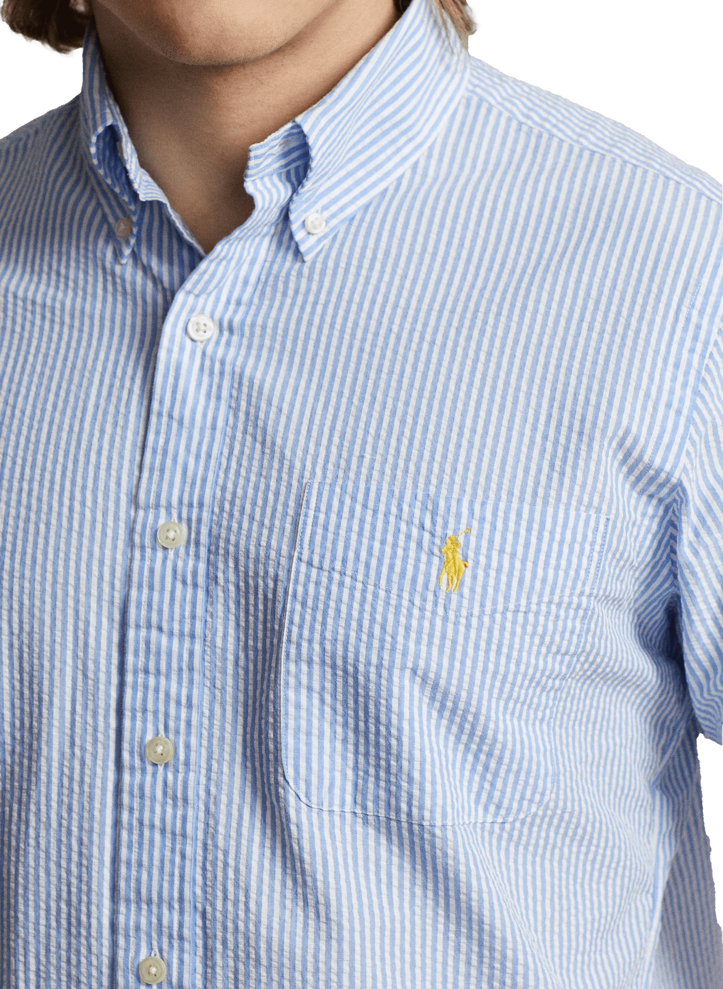 Chemise courte à rayures en coton  POLO RALPH LAUREN Bleu