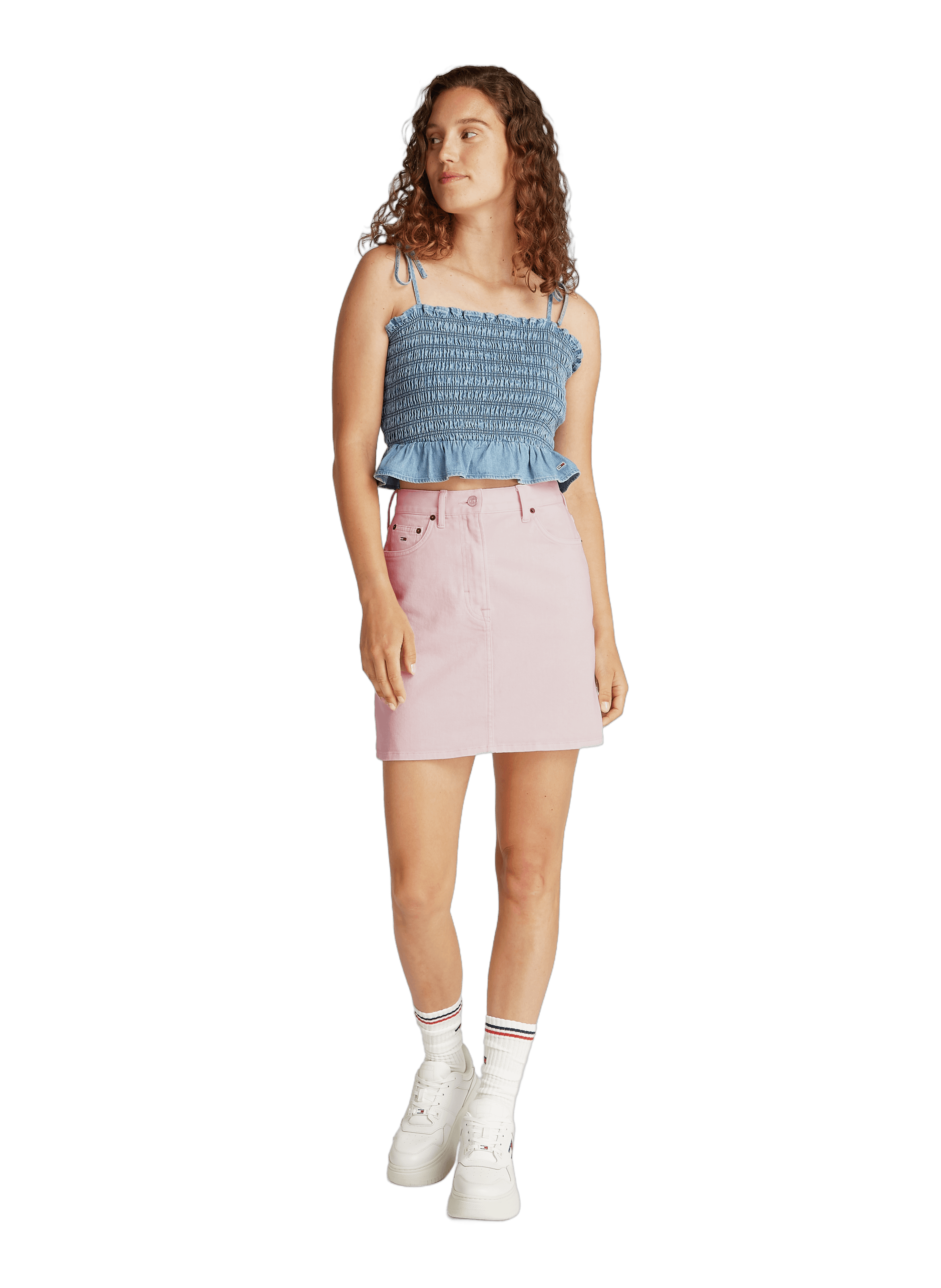 Jupe droite en coton  Rose