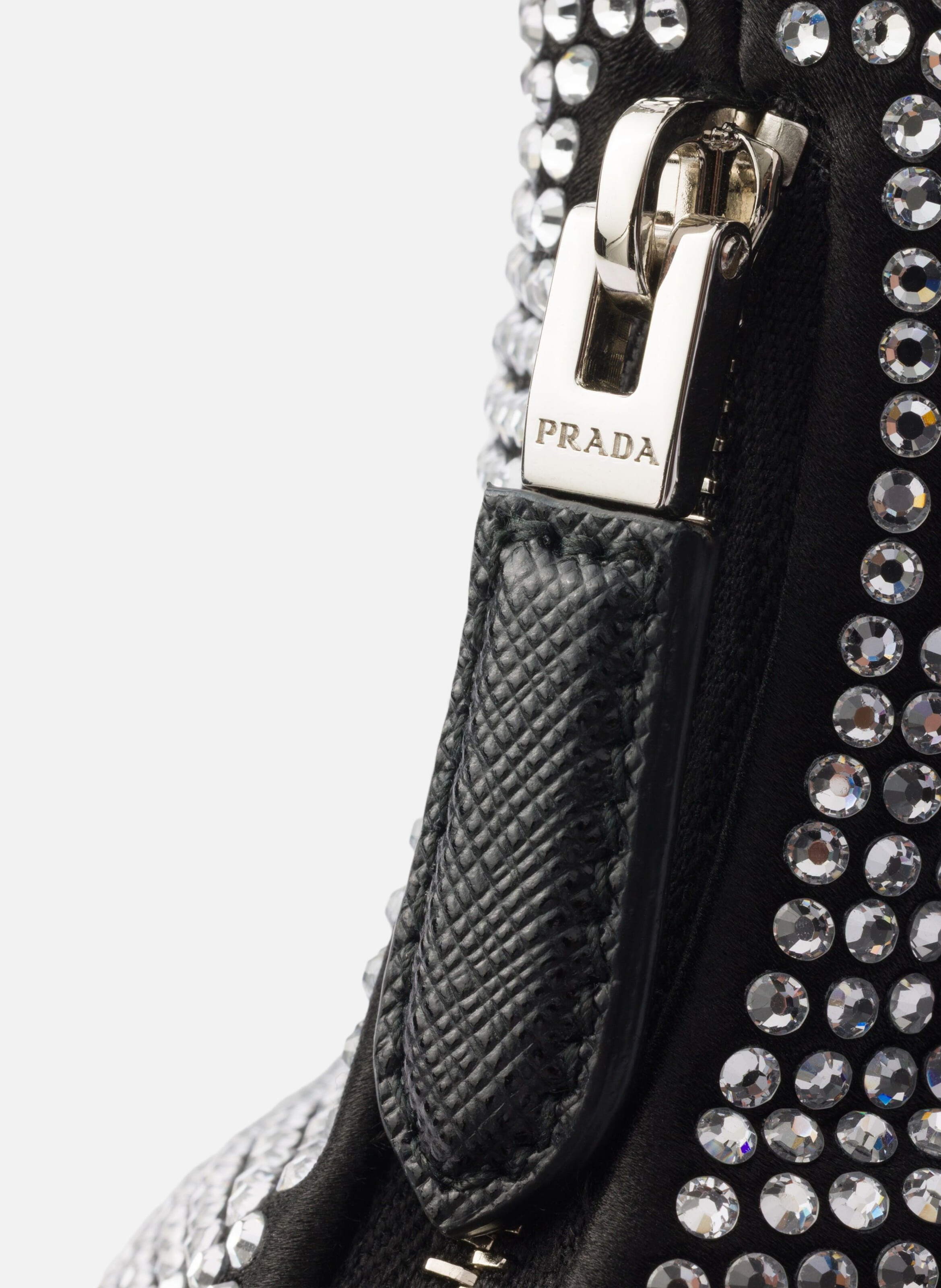 Mini sac prada re-edition 2005 en satin à cristaux PRADA Argent