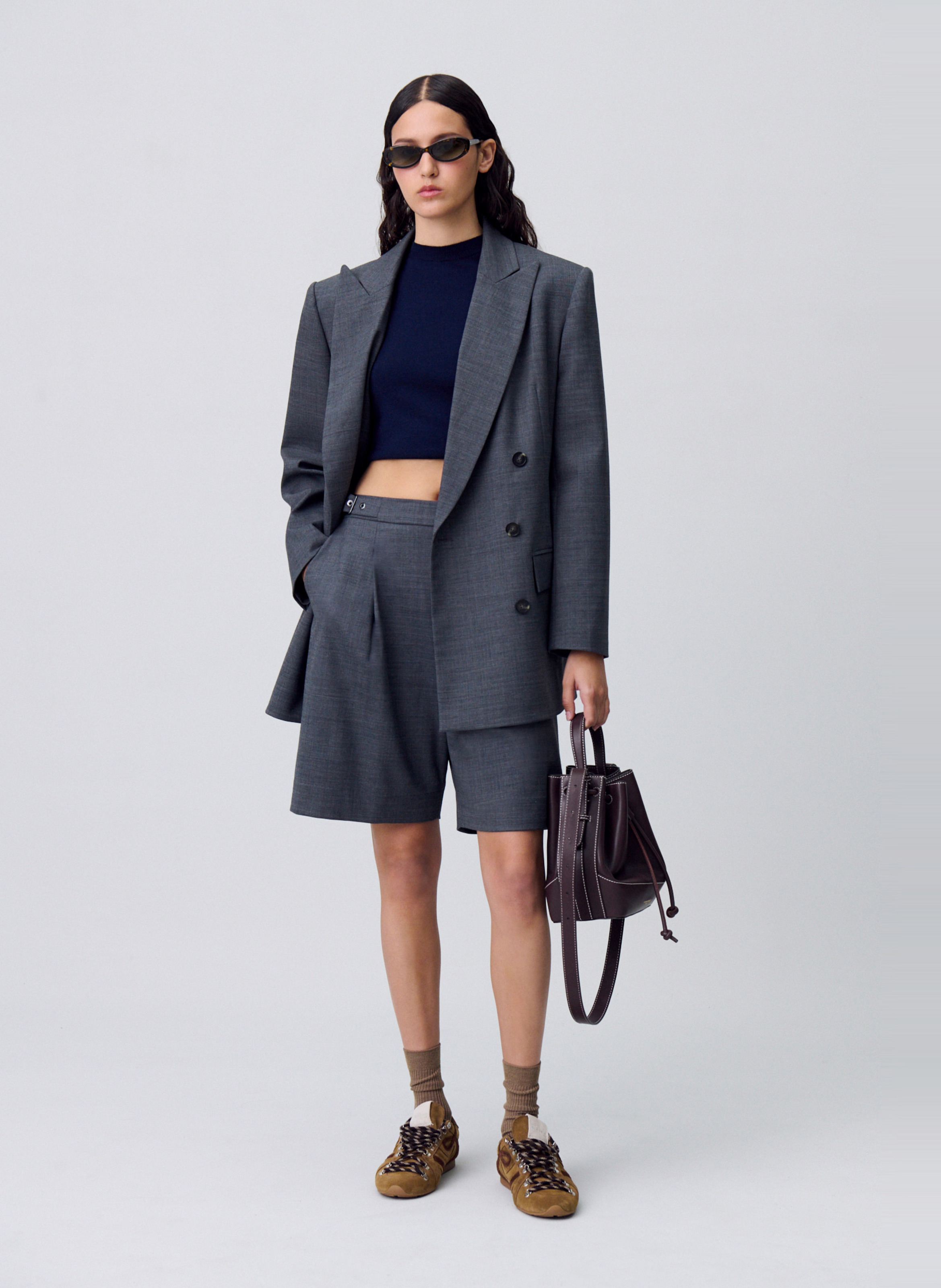 Veste de tailleur en laine mélangée CLAUDIE PIERLOT Gris