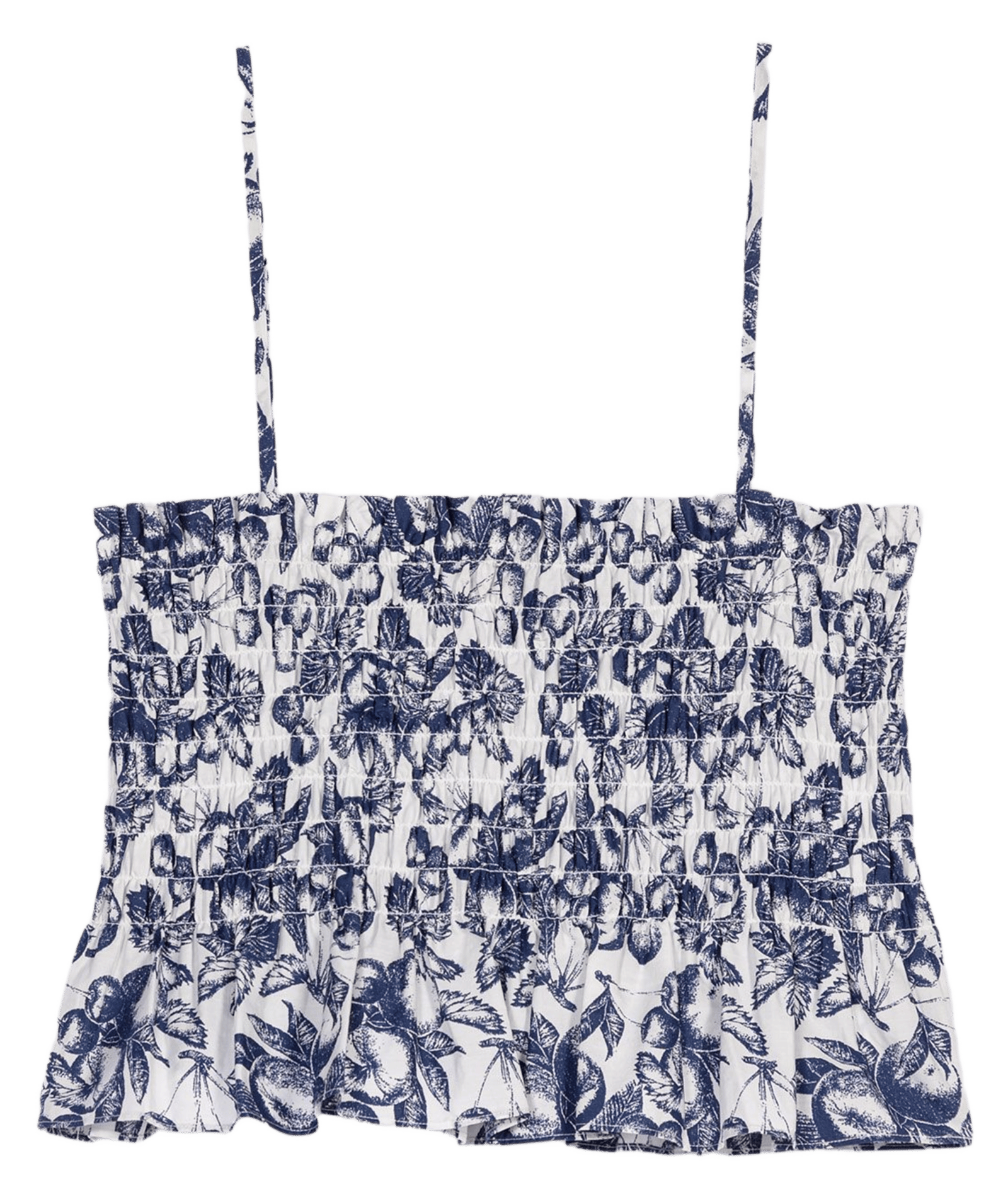 Top ajusté en coton imprimé Bleu