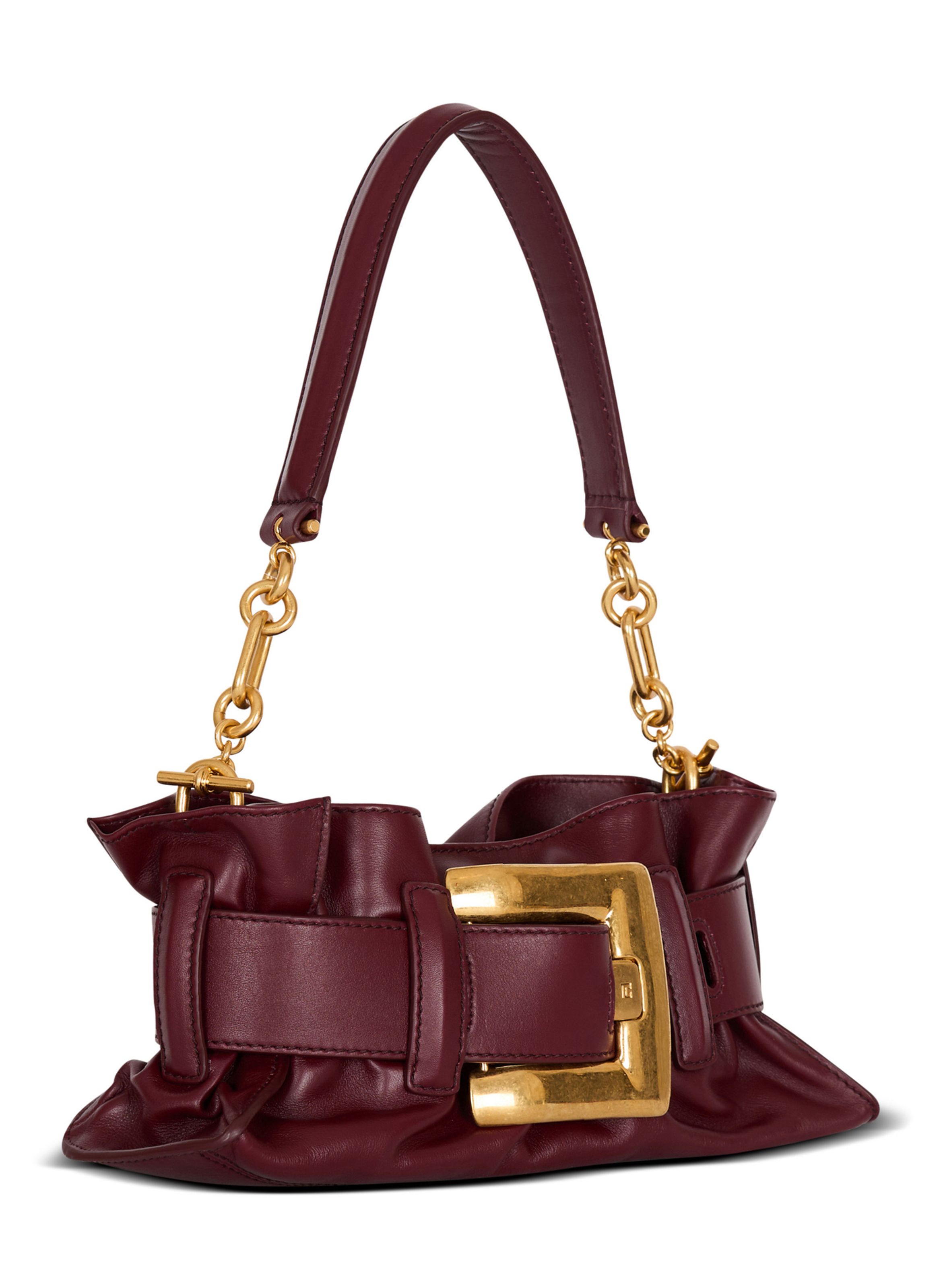 Sac anthem mini en cuir de veau BALMAIN Marron