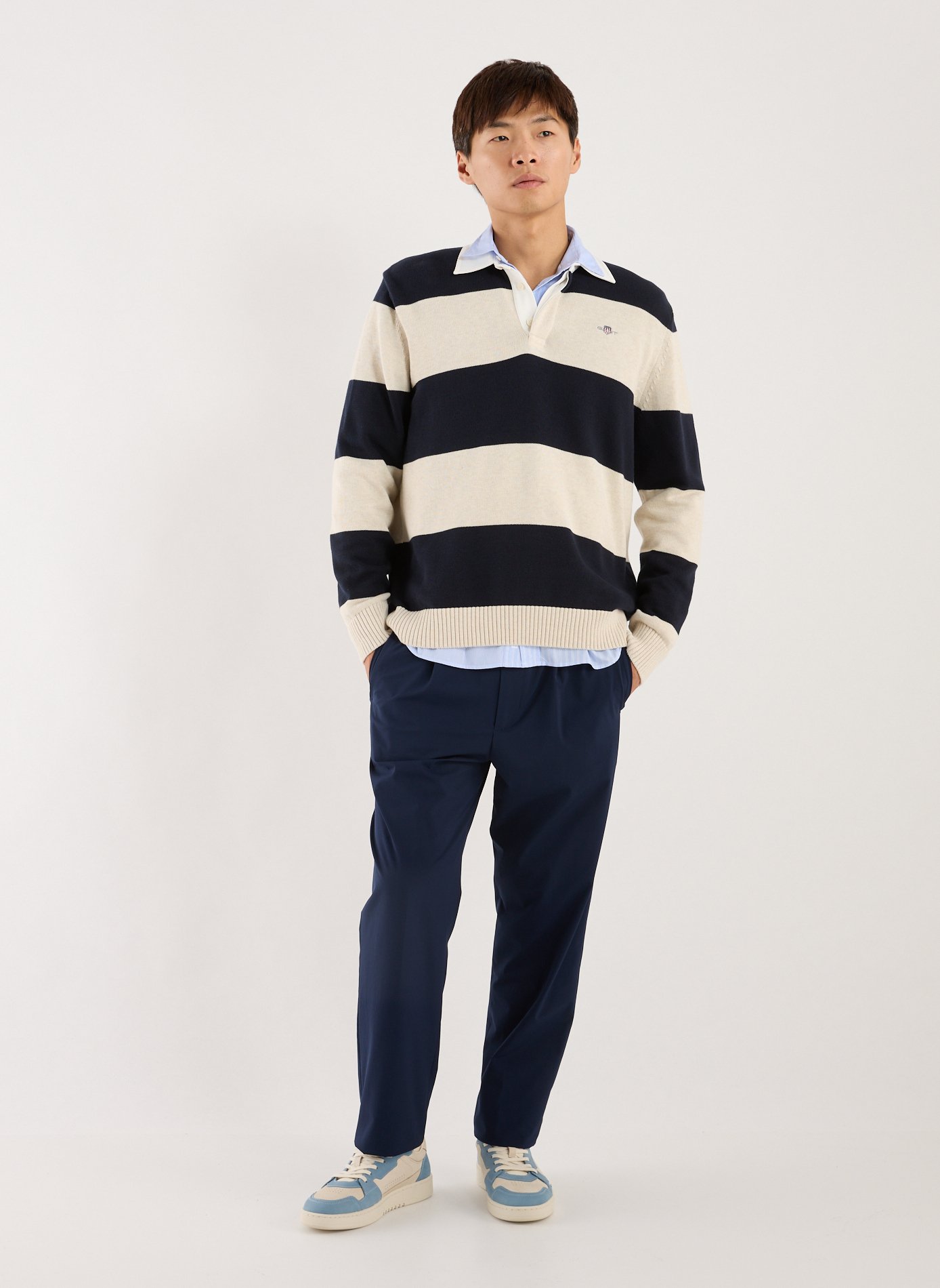 Pull rayé en coton GANT Bleu