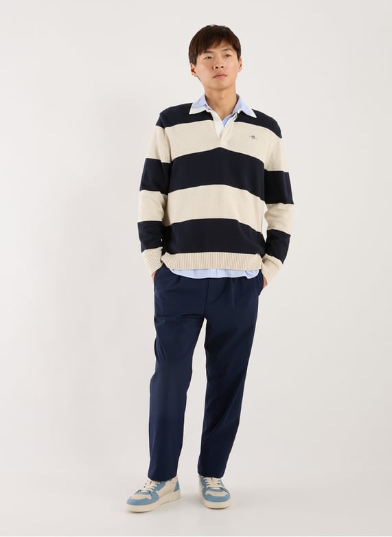 Pull GANT Homme Superfine Lambswool V-Neck Grey Melange Pull GANT Homme Superfine Lambswool V-Neck Grey Melange
