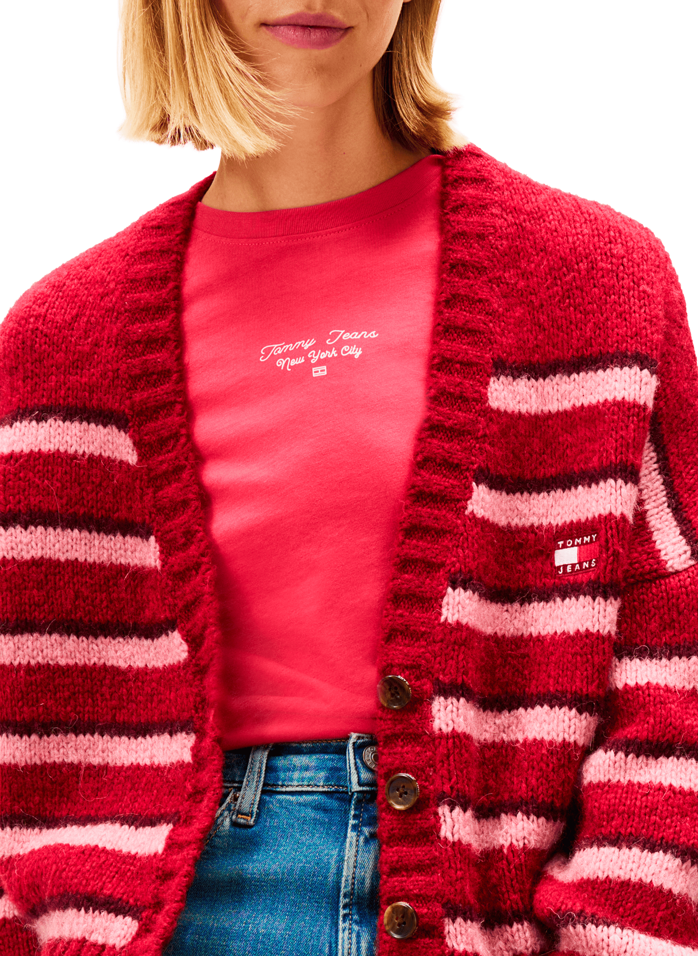 Cardigan rayé en maille TOMMY HILFIGER Multicolore