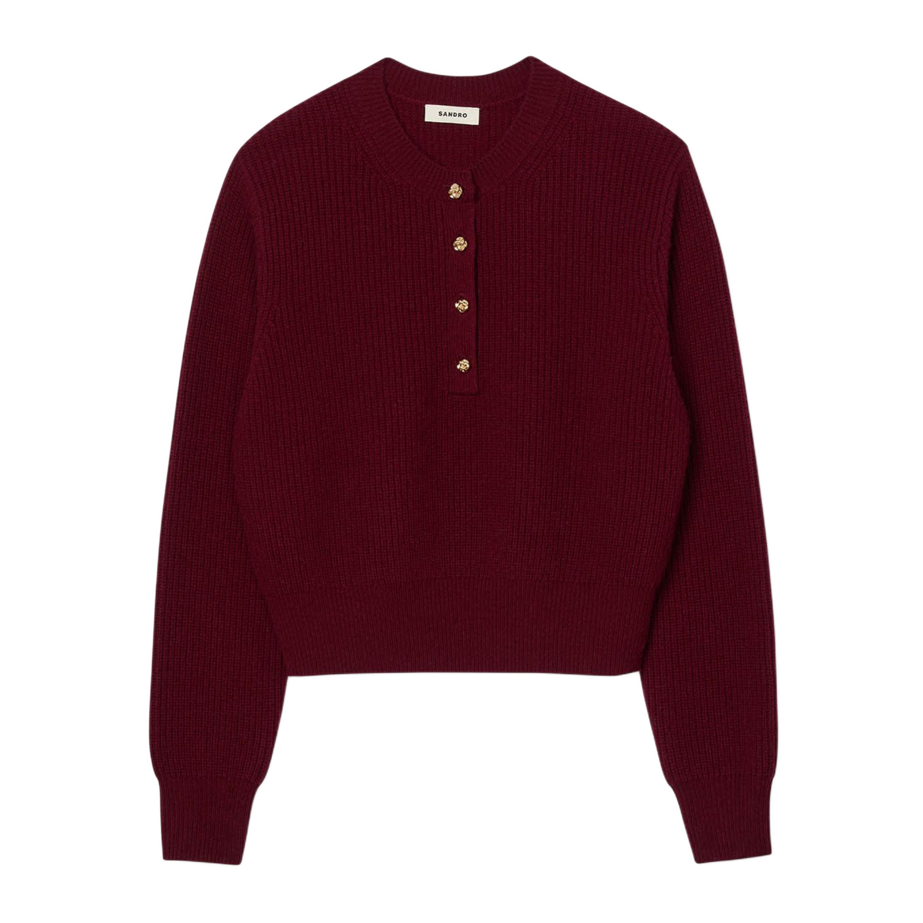 Pull oversize col rond en laine et cachemire Rouge