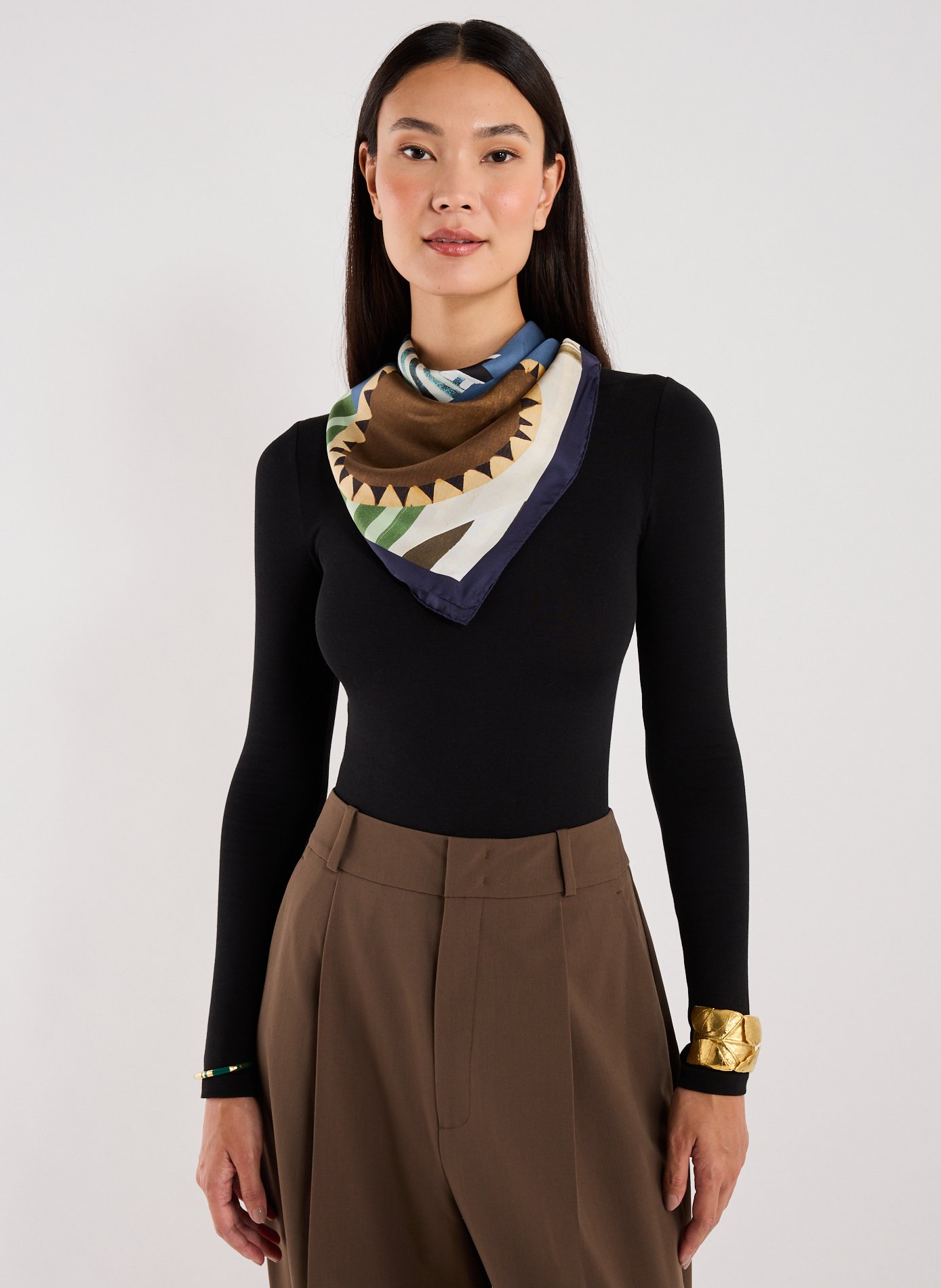 Printed silk square scarf AU PRINTEMPS PARIS Multicolour