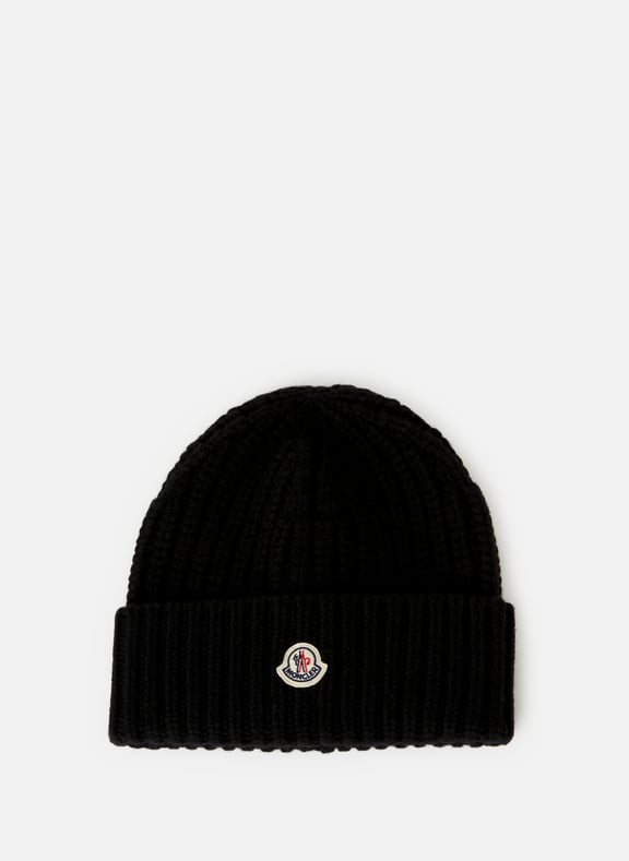 Bonnet tricot en laine et cachemire Noir by MONCLER MONCLER Bonnet tricot en laine et cachemire Noir