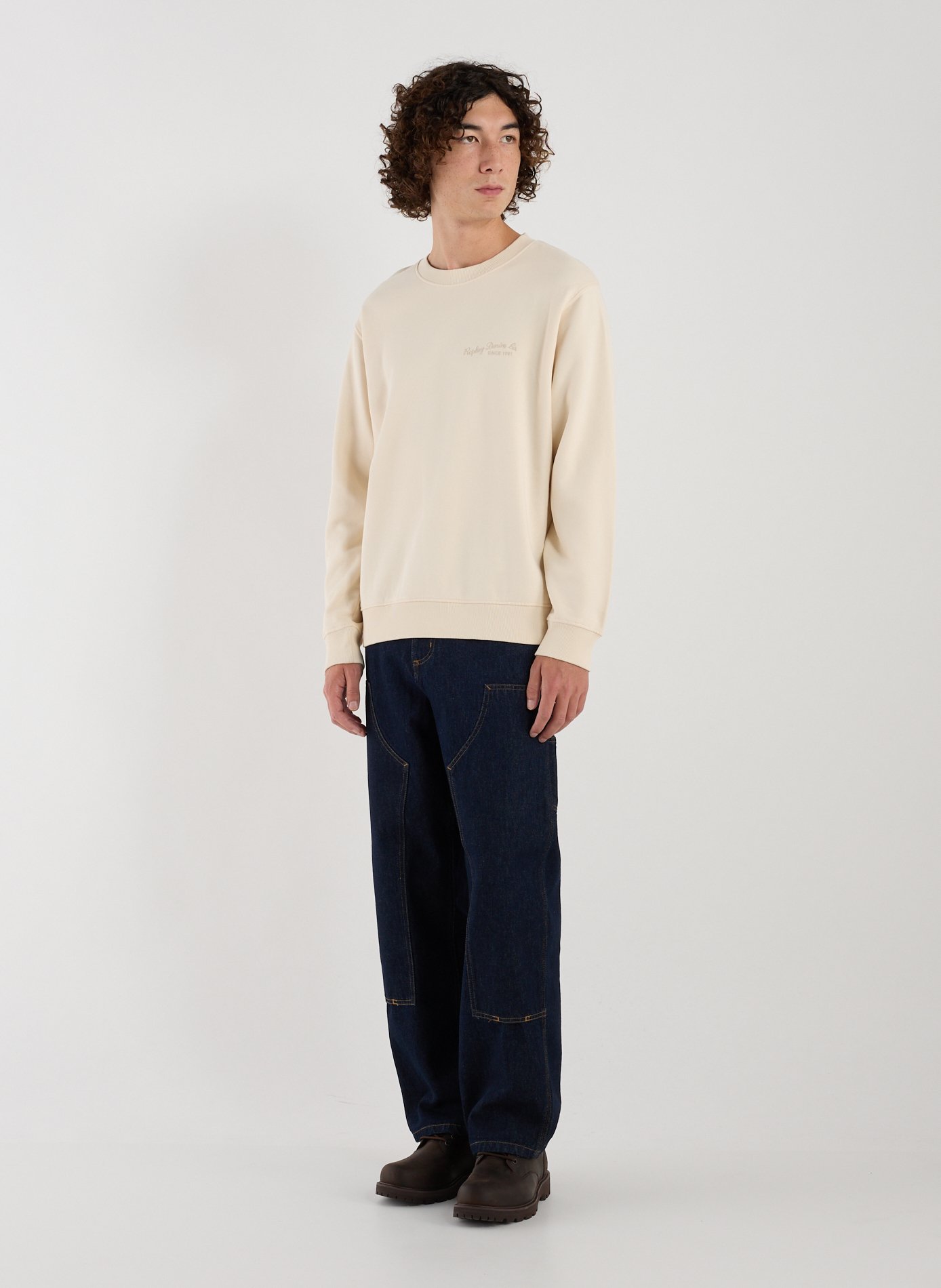 Sweat brodé en coton REPLAY Blanc