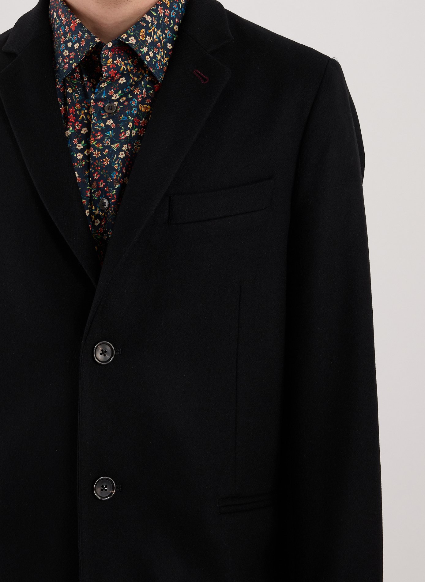 Coat with tailored collar in blended wool and cashmere PAUL SMITH Black