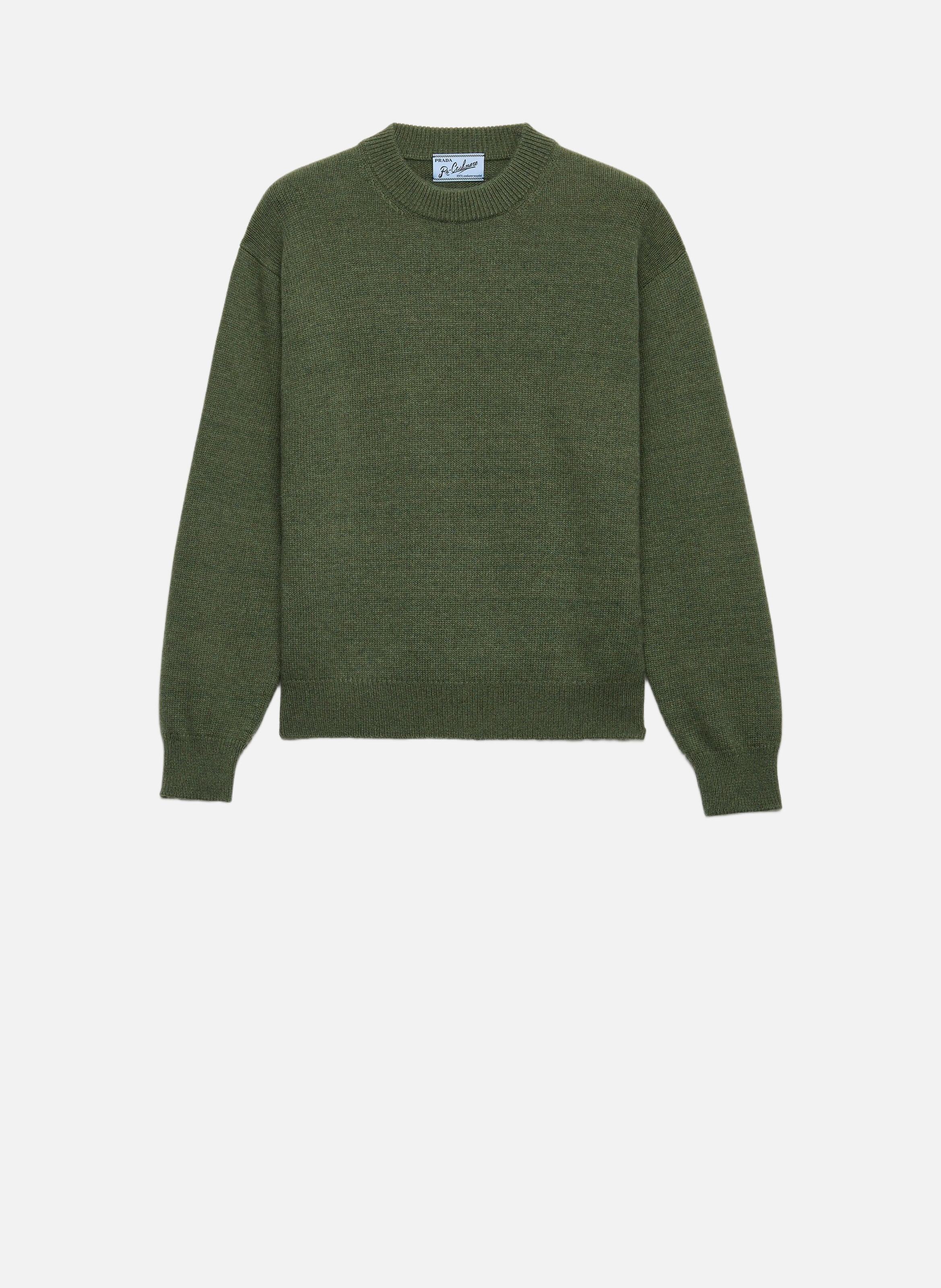 Pull à col rond en re-cashmere PRADA Vert