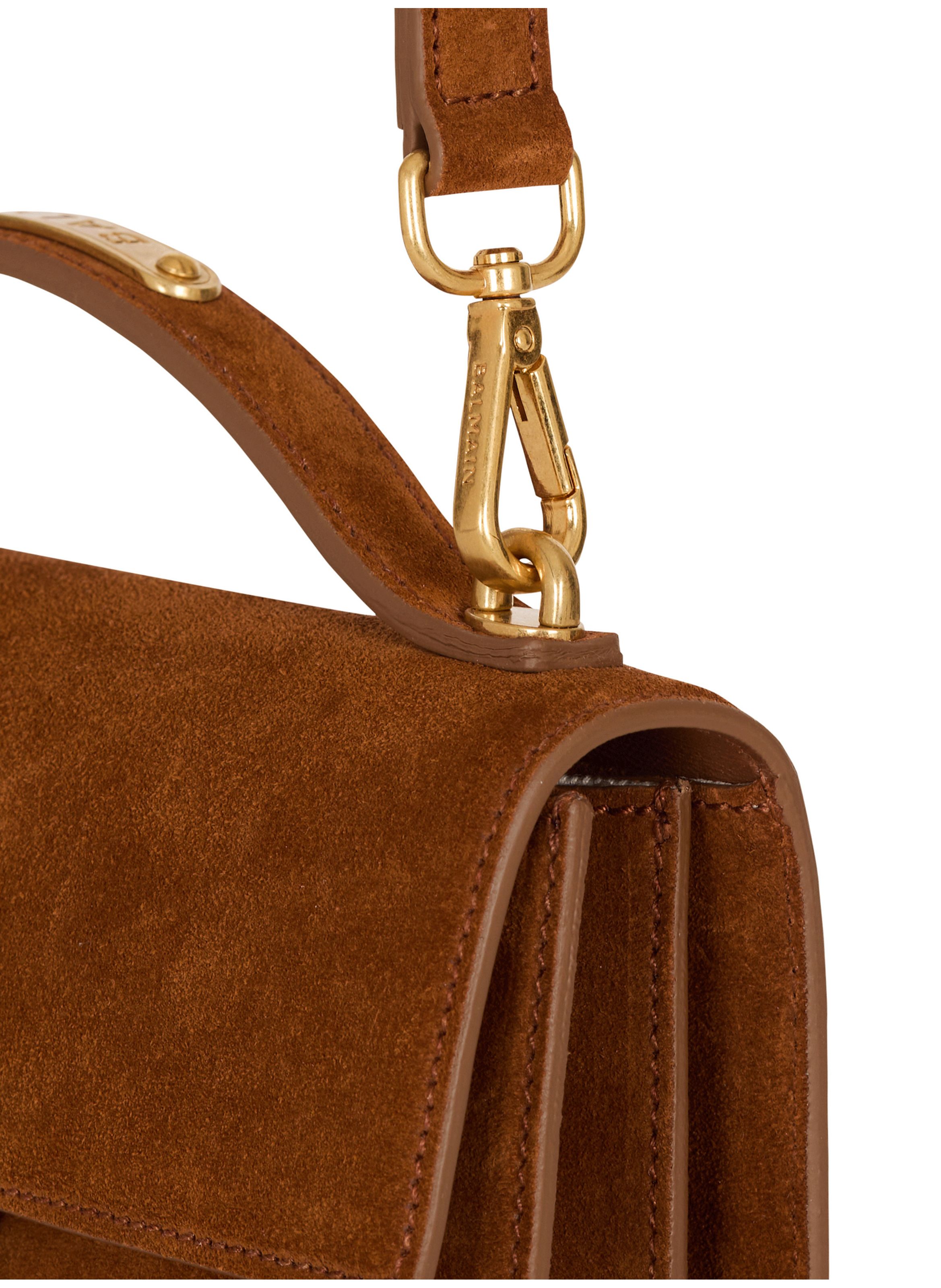 Sac b-buzz shoulder 24 en daim BALMAIN Marron