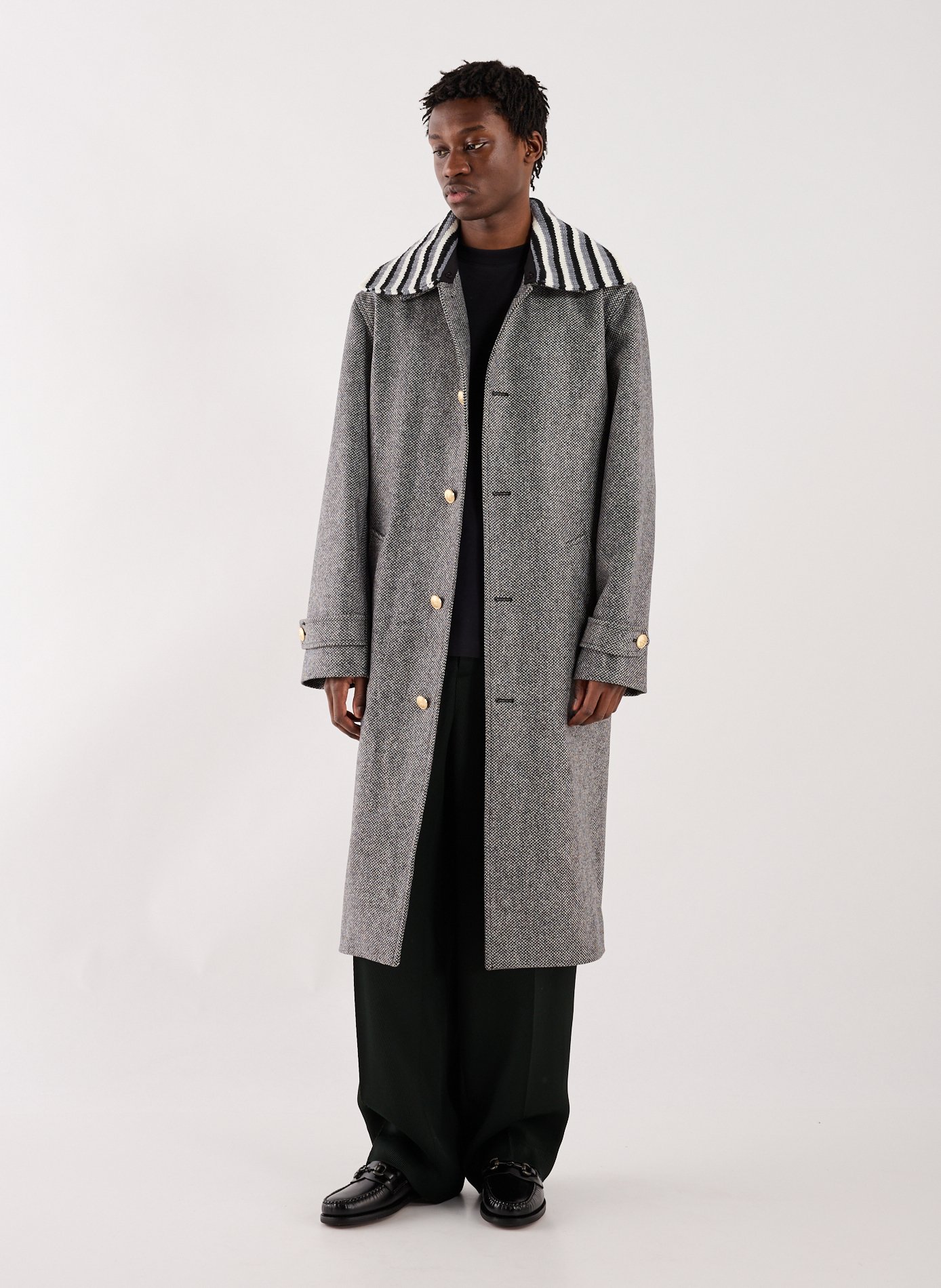 Virgin wool tweed coat DROLE DE MONSIEUR Grey