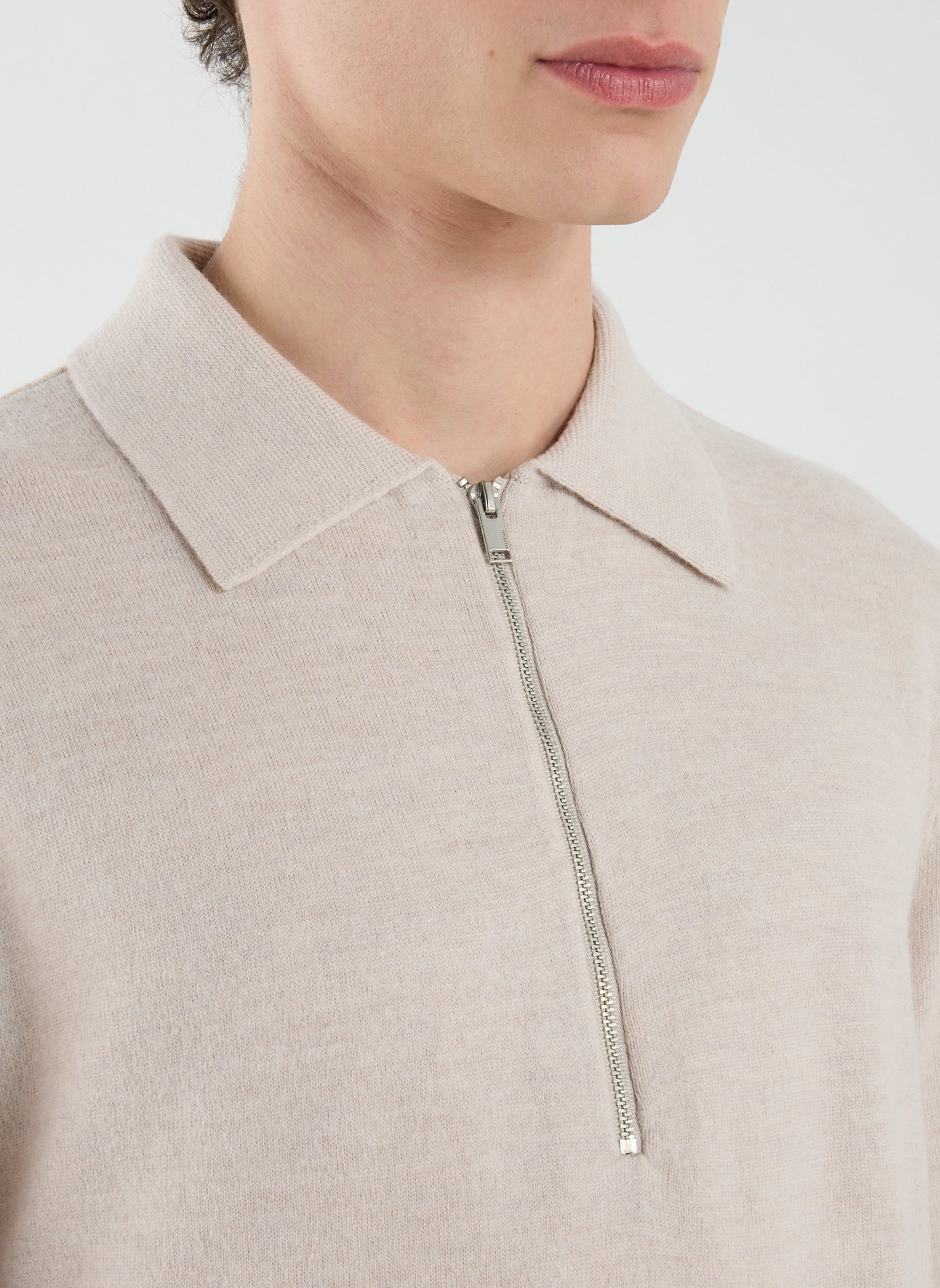 Pull col italien en laine mérinos SELECTED Beige