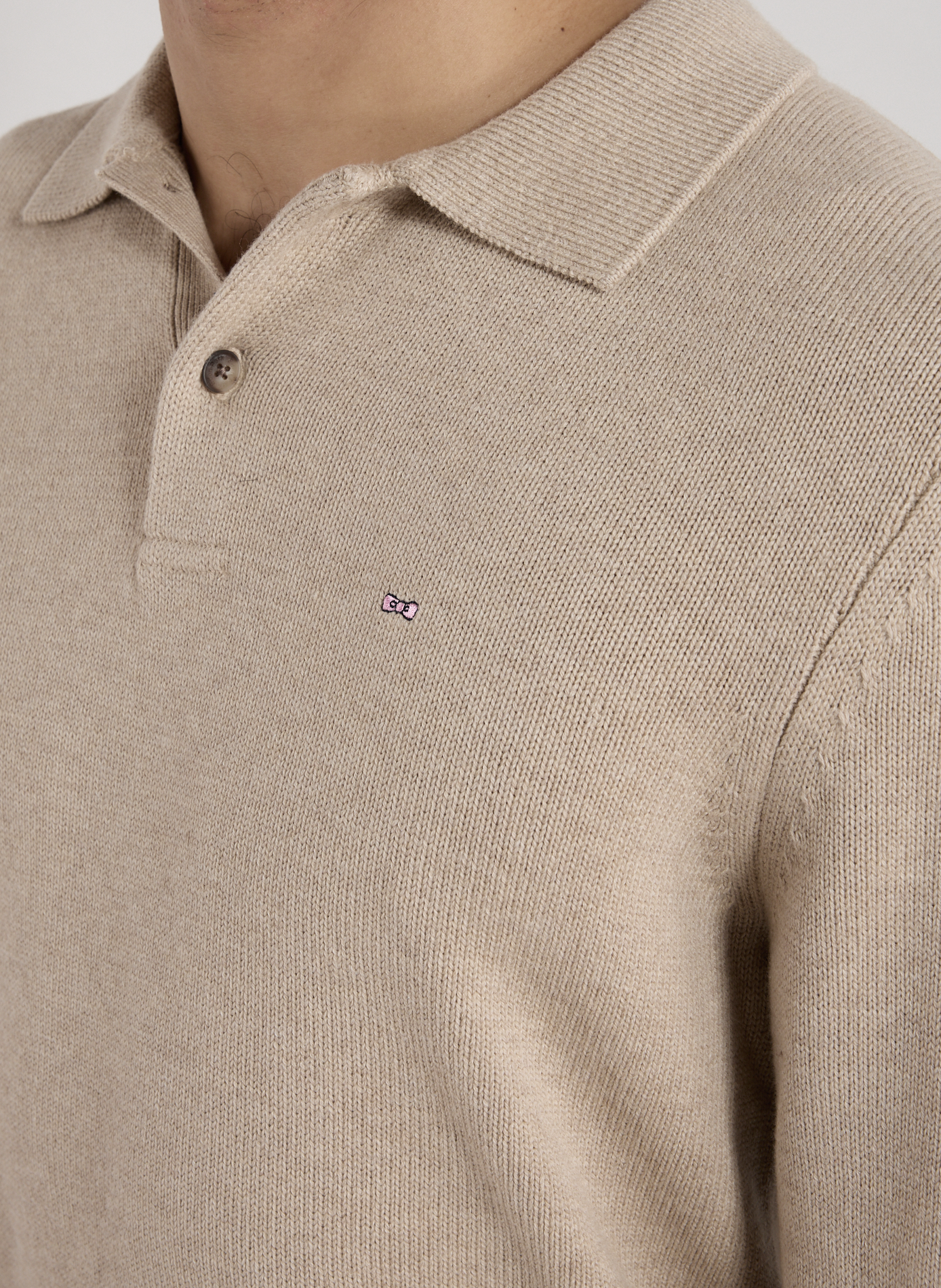 Pull col polo en laine et coton EDEN PARK Beige