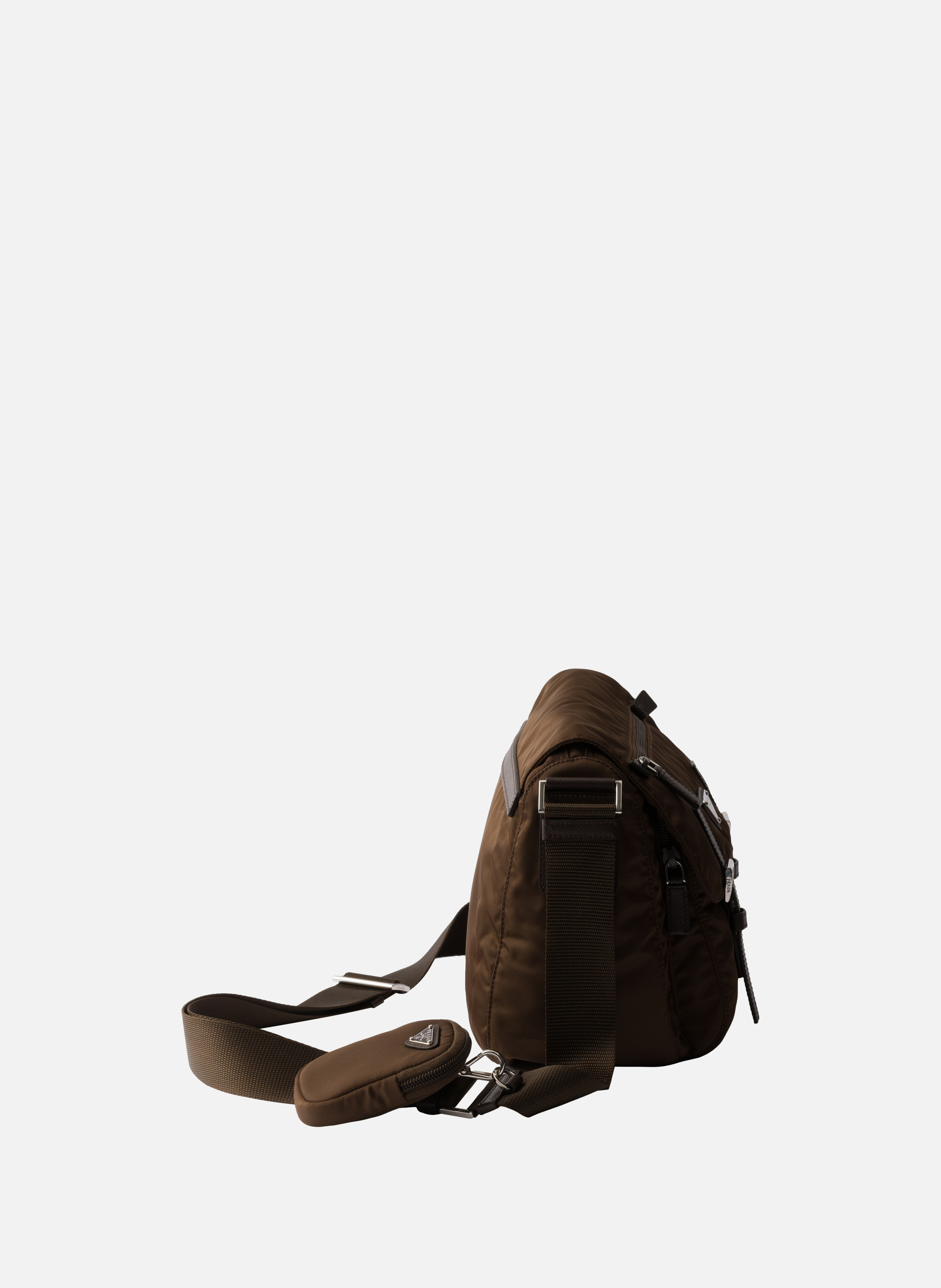 Sac porté épaule en re-nylon PRADA Marron