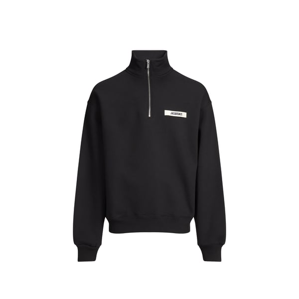 JACQUEMUS SWEAT À COL ZIPPÉ CAMIONNEUR GROS GRAIN EN COTON