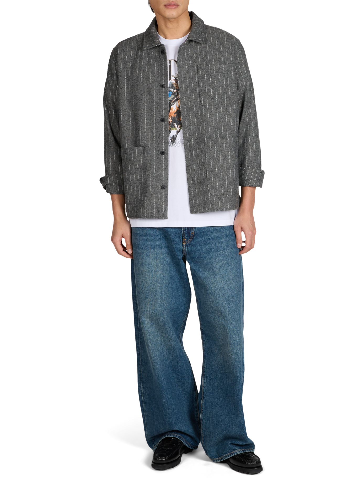 Straight Jacket Layton Pinstripe LES DEUX Grey