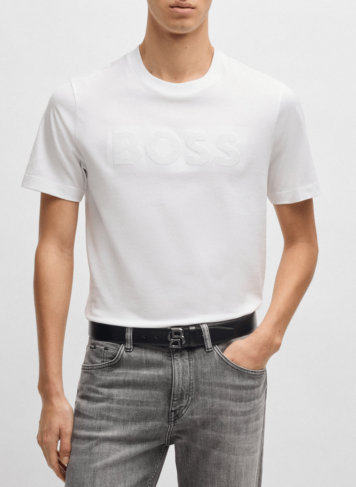 Ceinture à boucle en cuir BOSS Noir