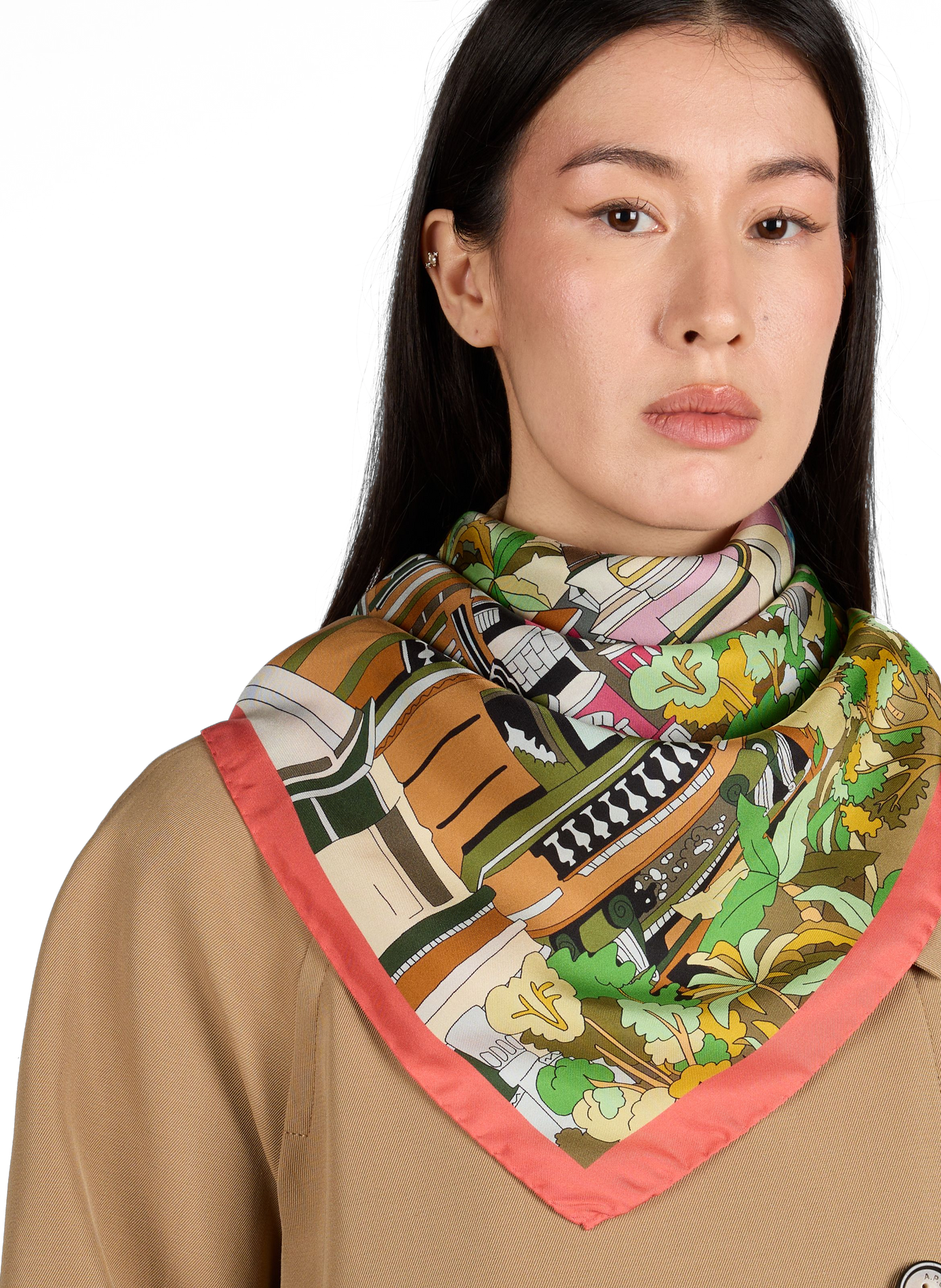 Carré de soie imrpimé AU PRINTEMPS PARIS Multicolore