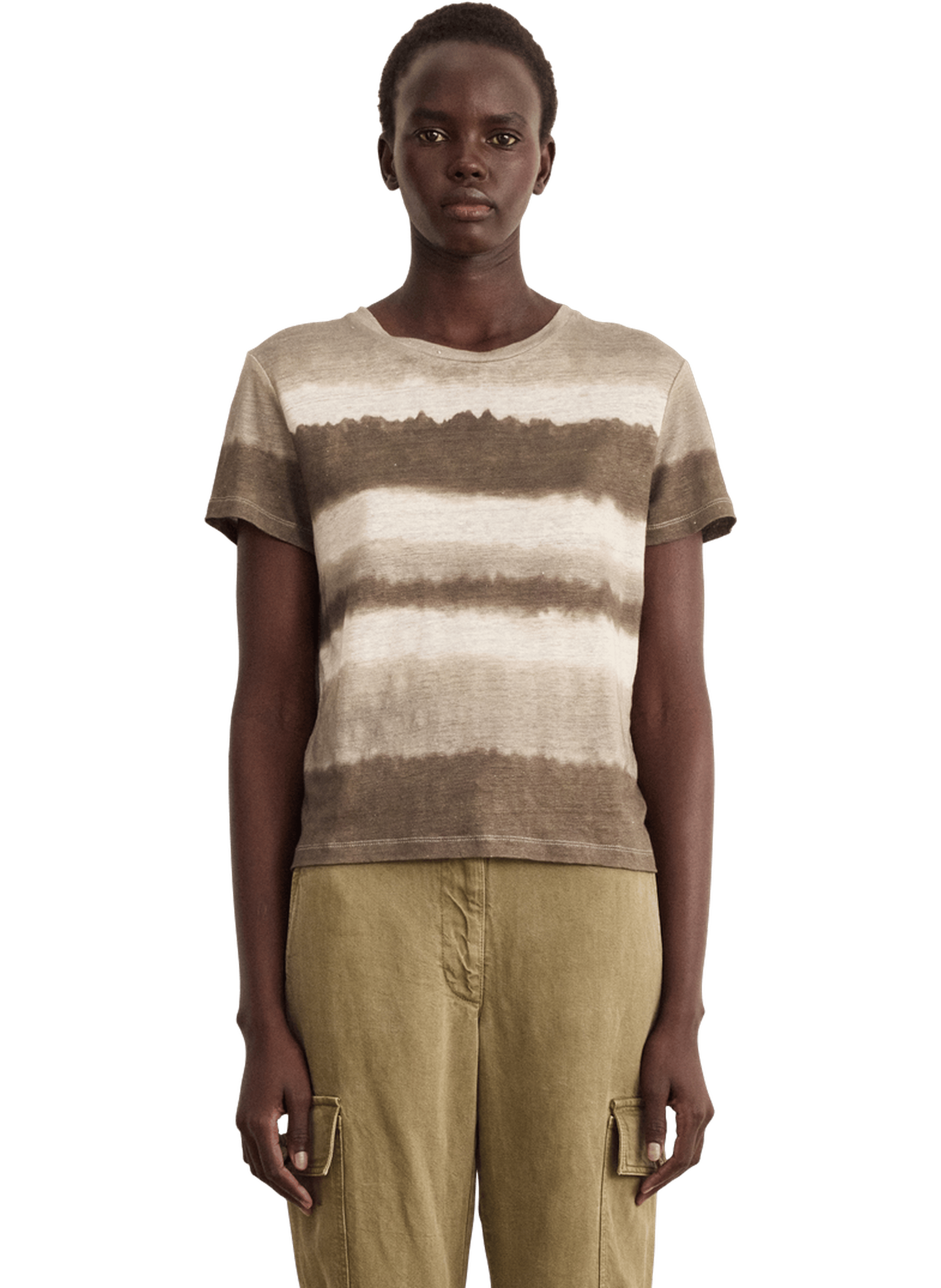 T-shirt tie and die en lin - tallya PABLO Marron