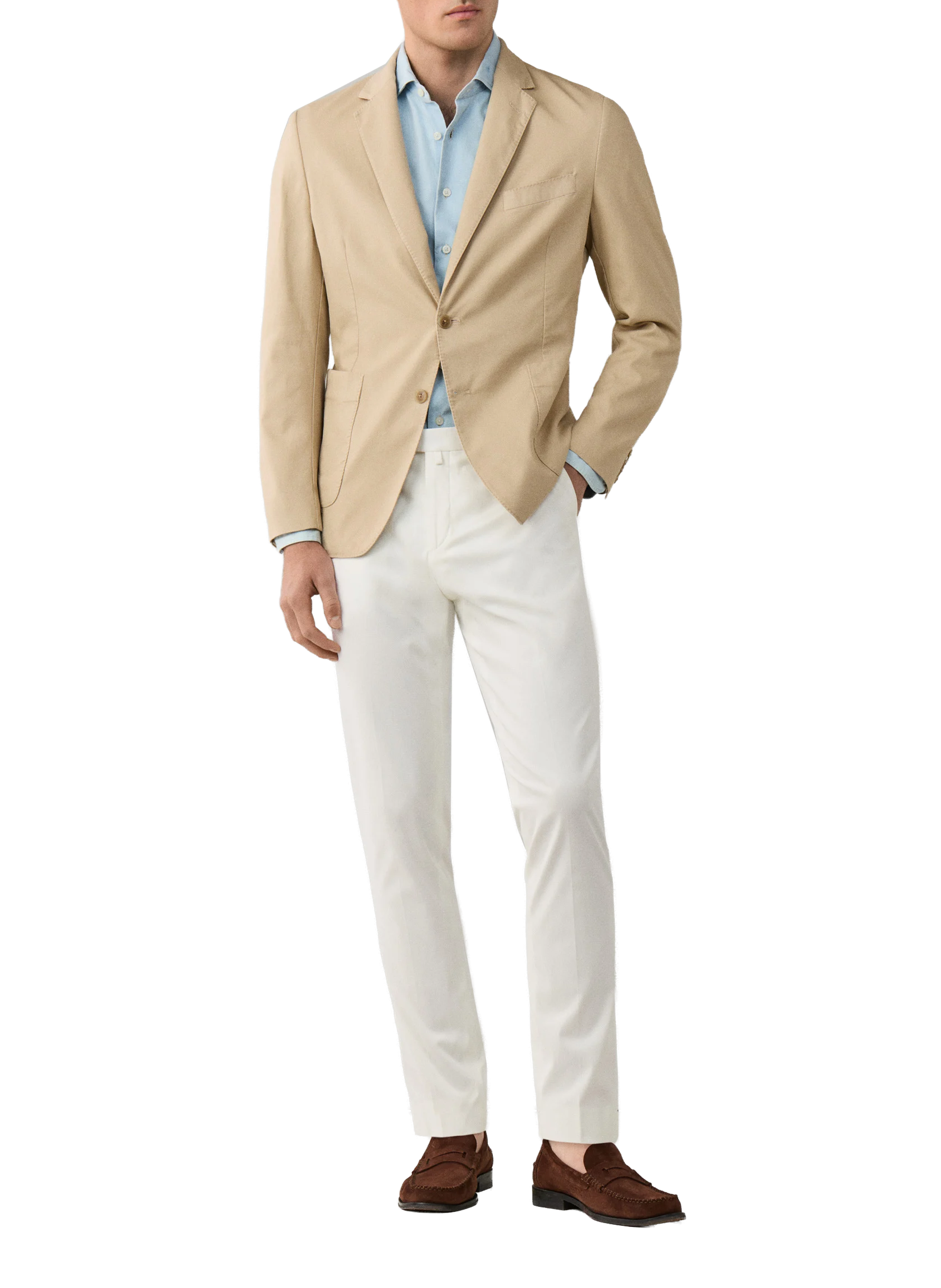 Blended cotton suit jacket HACKETT Beige