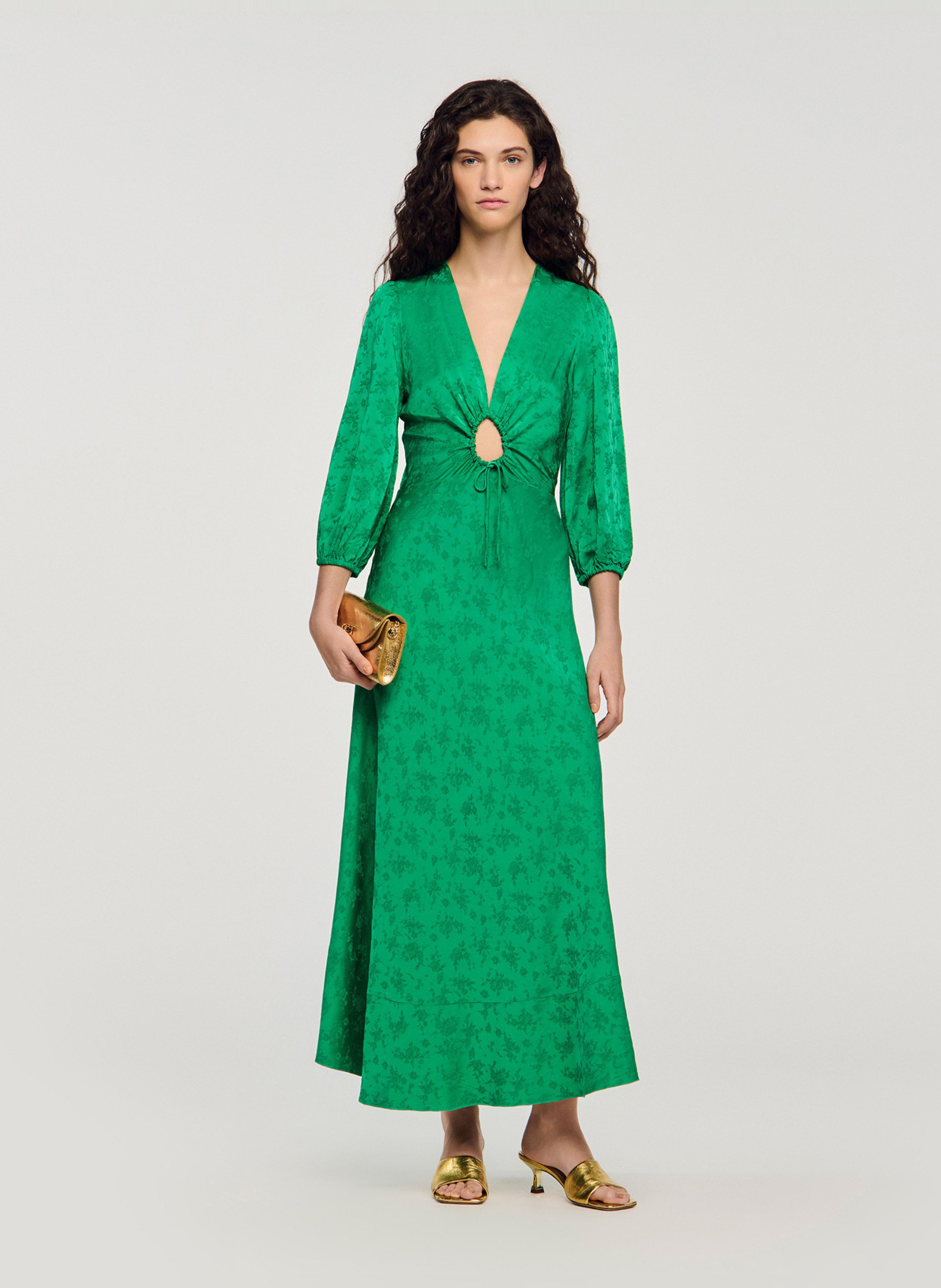 Robe longue décolleté SANDRO Vert