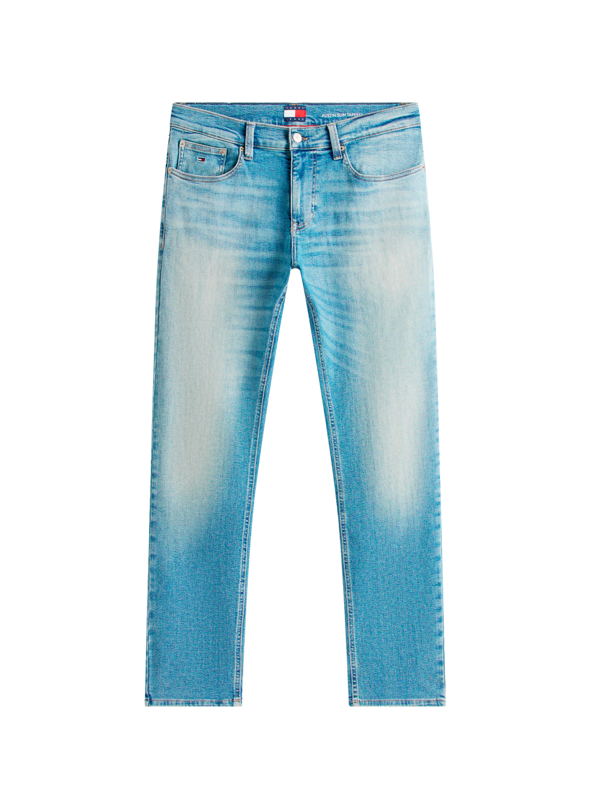 Jean droit délavé en coton mélangé TOMMY HILFIGER Bleu